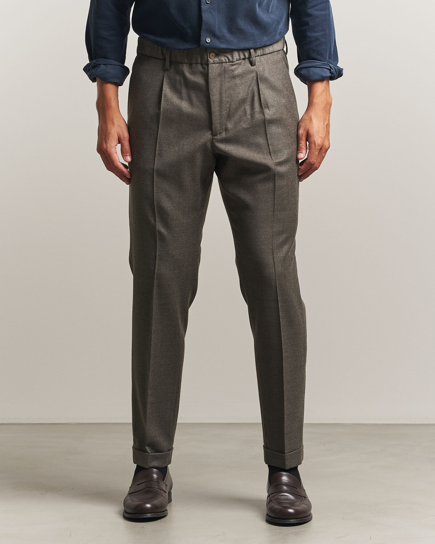 Uomini | Pantaloni | Briglia 1949 | Isola Stretch Flannel Trousers Brown