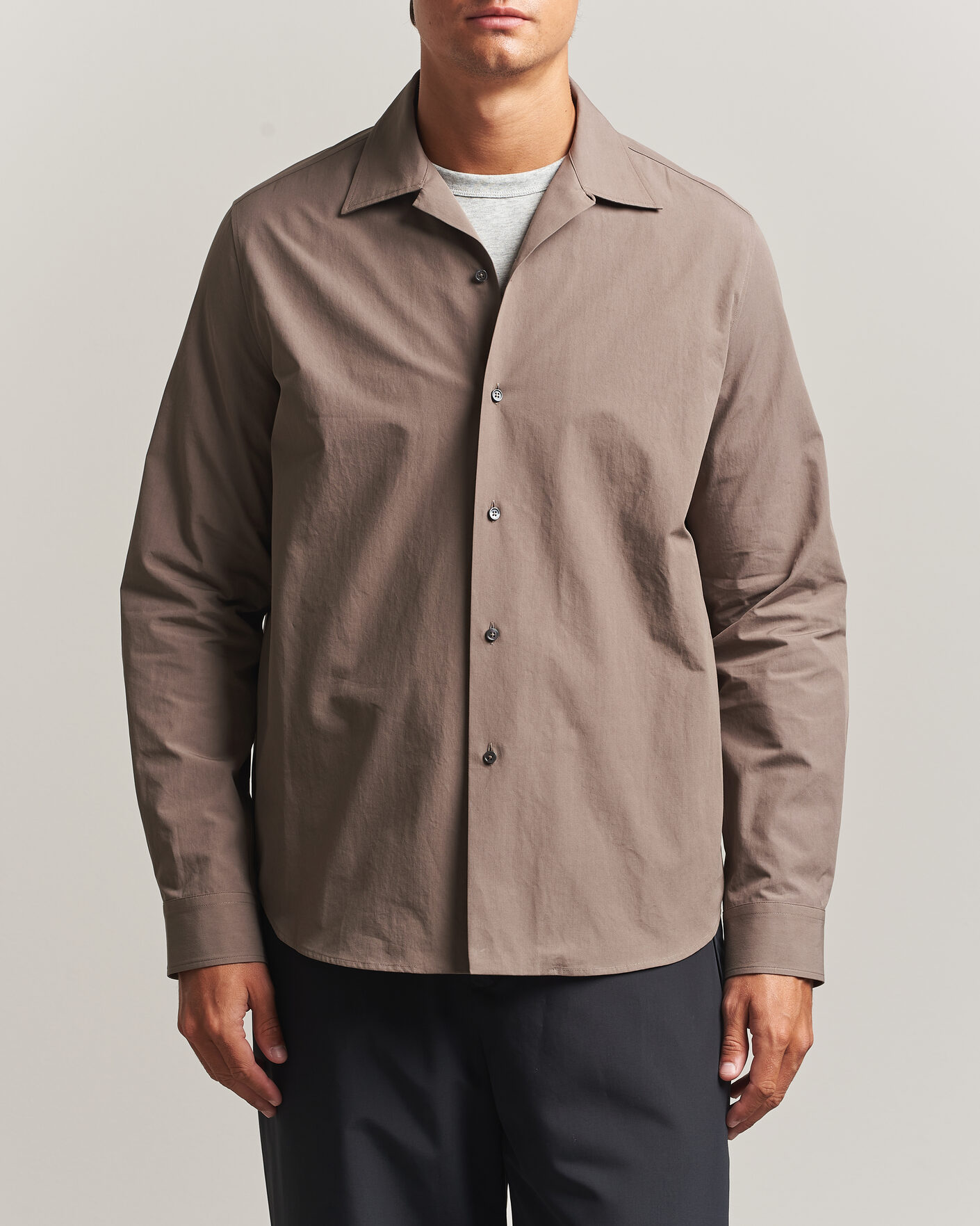 Uomini | Camicie | Jil Sander | Crispy Washed Cotton Shirt Taupe