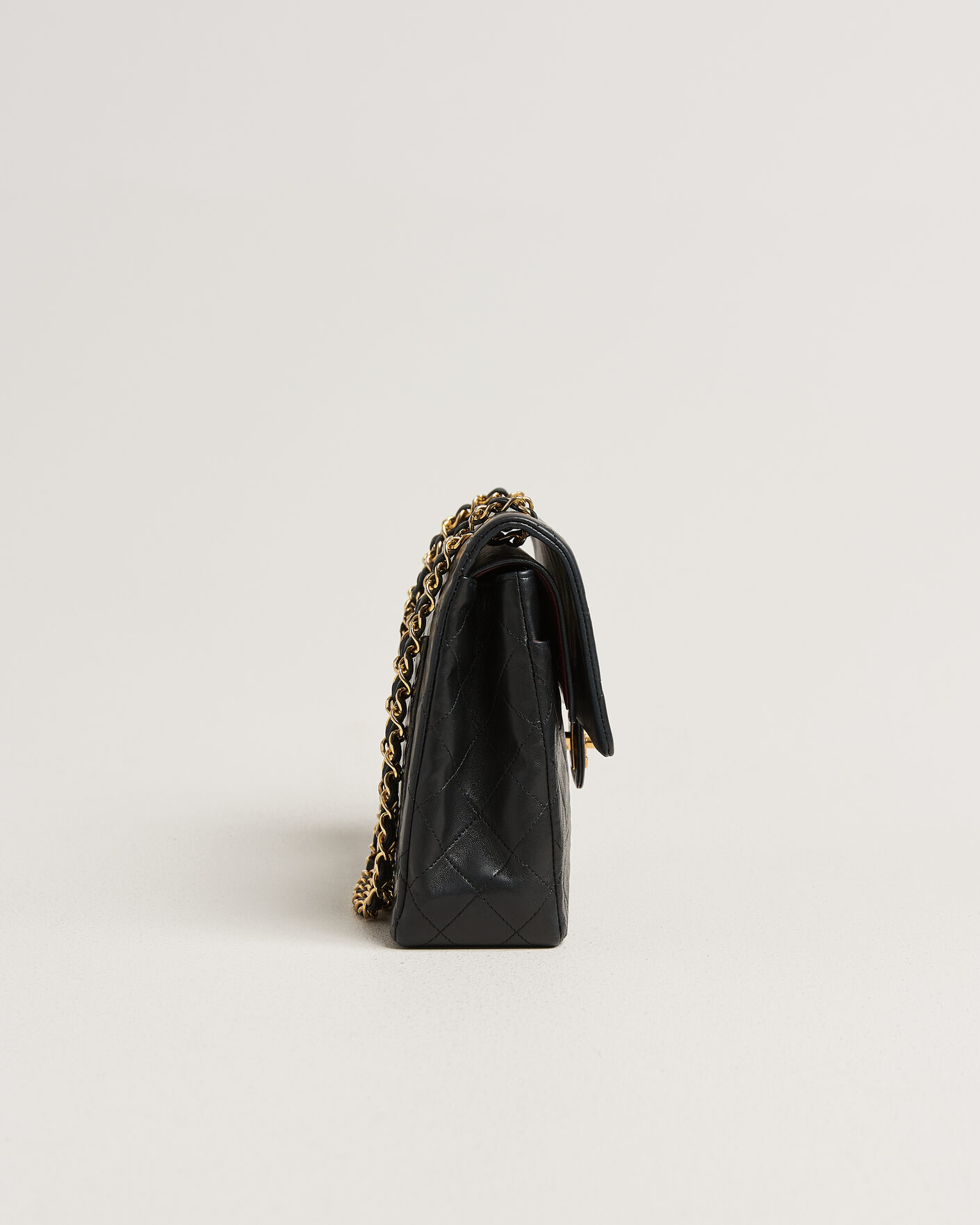 Uomini | Pre-Owned & Vintage Bags | Chanel Pre-Owned | Classic Medium Square Double Flap Bag Lambskin Black