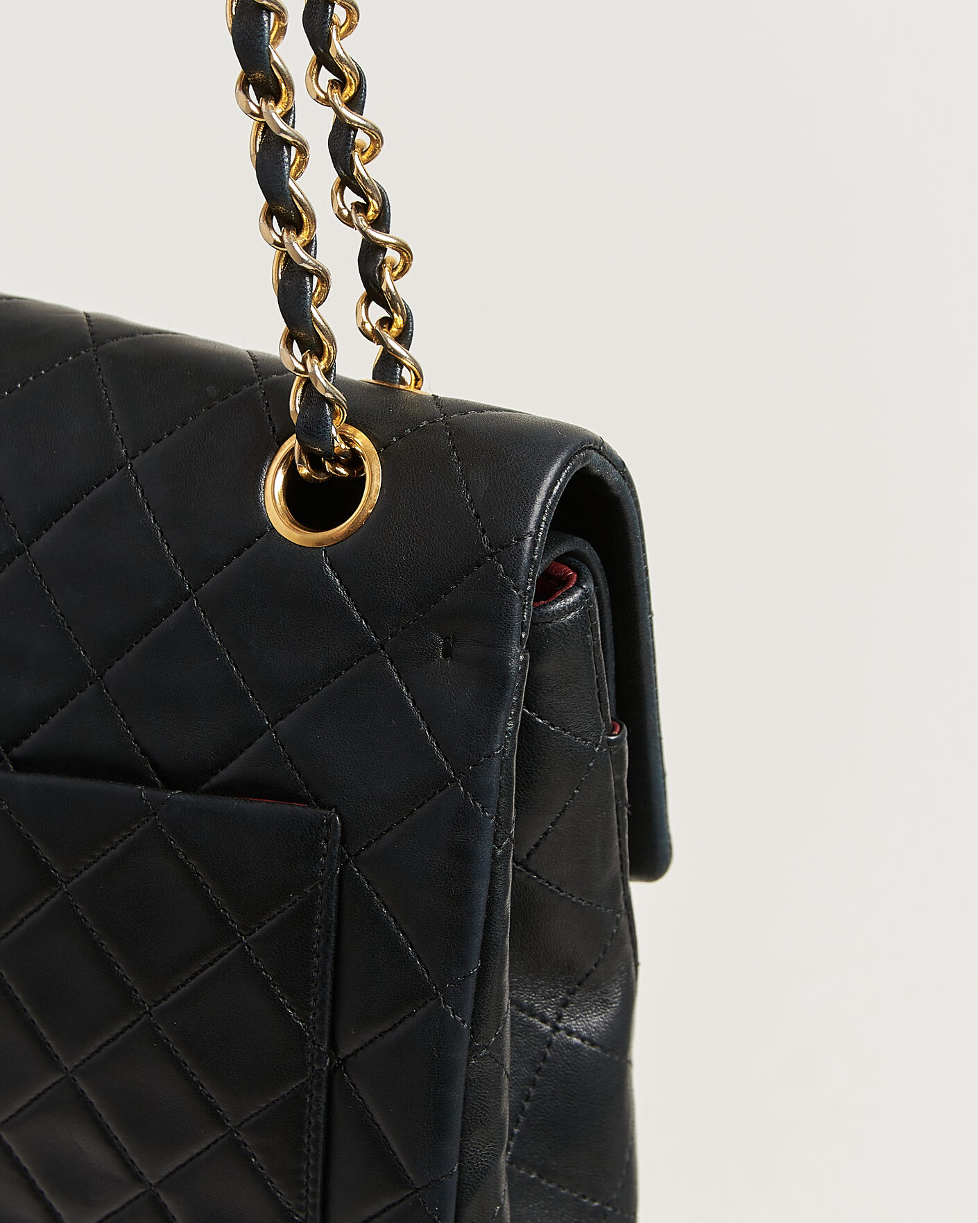 Uomini | Pre-Owned & Vintage Bags | Chanel Pre-Owned | Classic Medium Square Double Flap Bag Lambskin Black