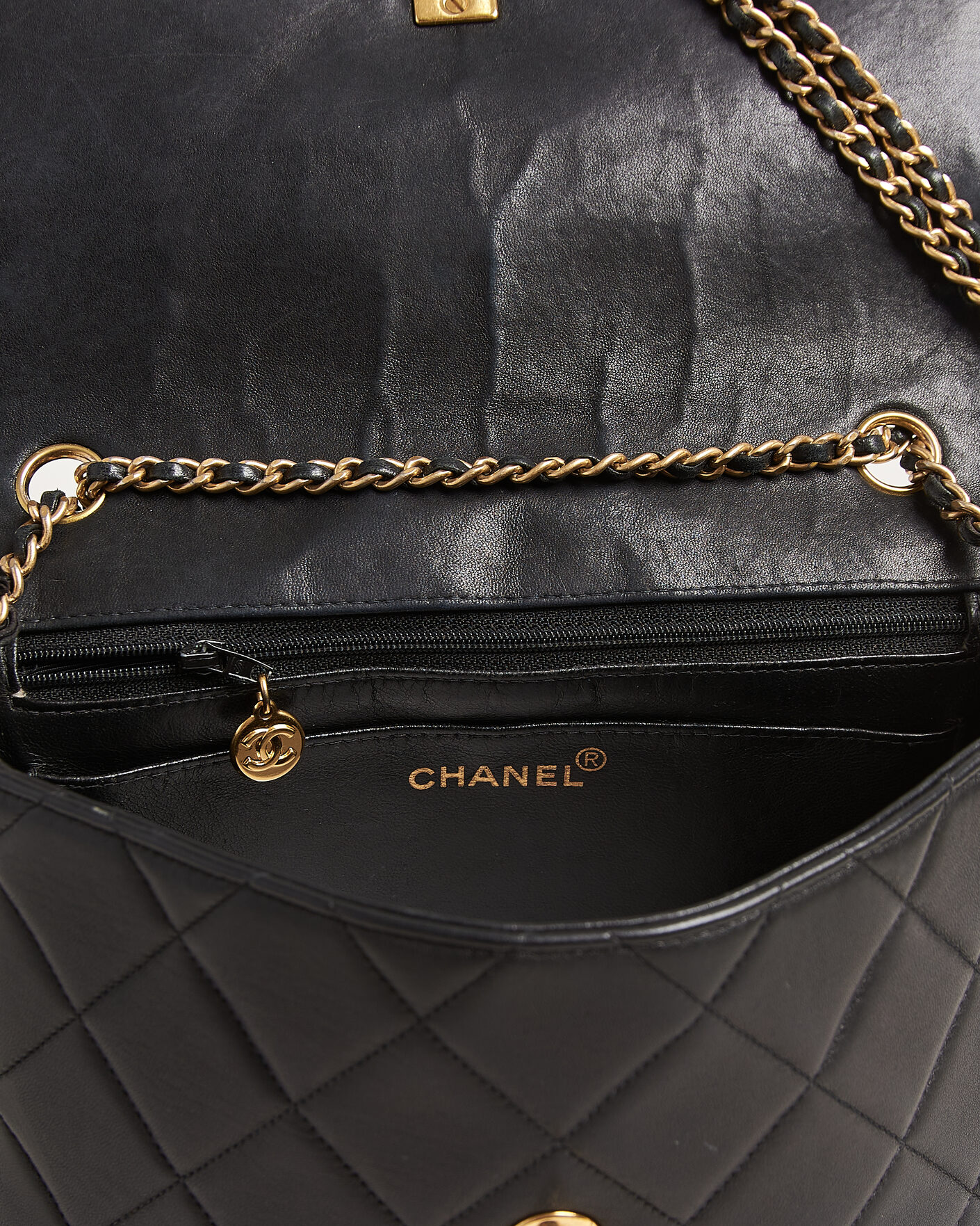 Uomini | Pre-Owned & Vintage Bags | Chanel Pre-Owned | Single Flap Bag Lambskin Black