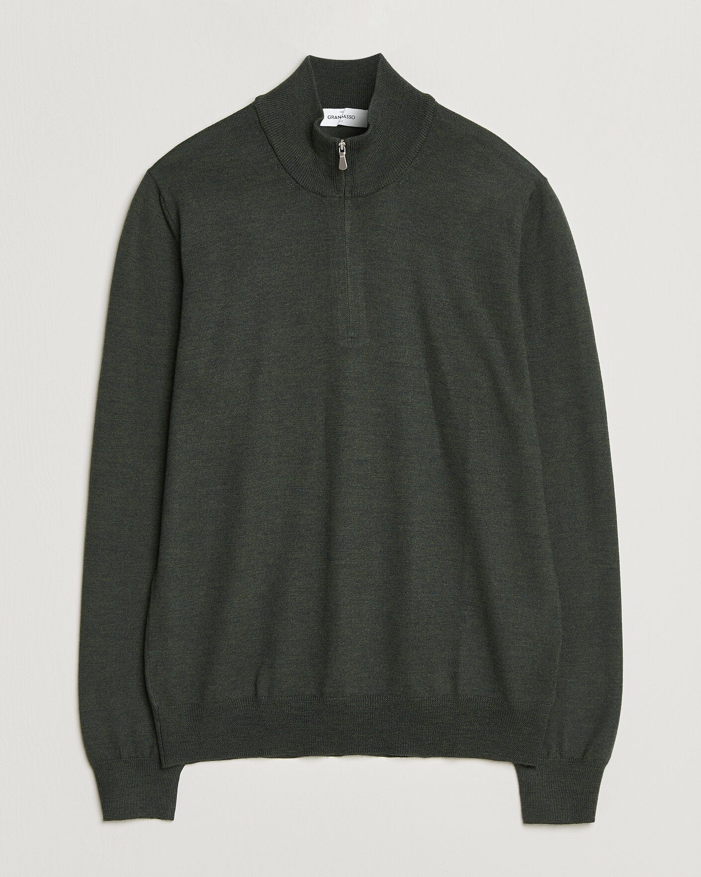Uomini | Maglieria | Gran Sasso | Merino Fashion Fit Half Zip Olive Melange
