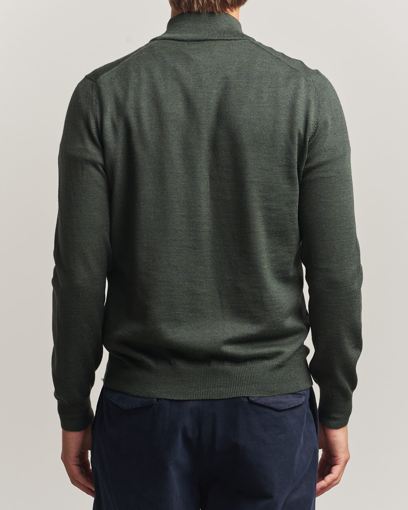 Uomini | Maglieria | Gran Sasso | Merino Fashion Fit Half Zip Olive Melange