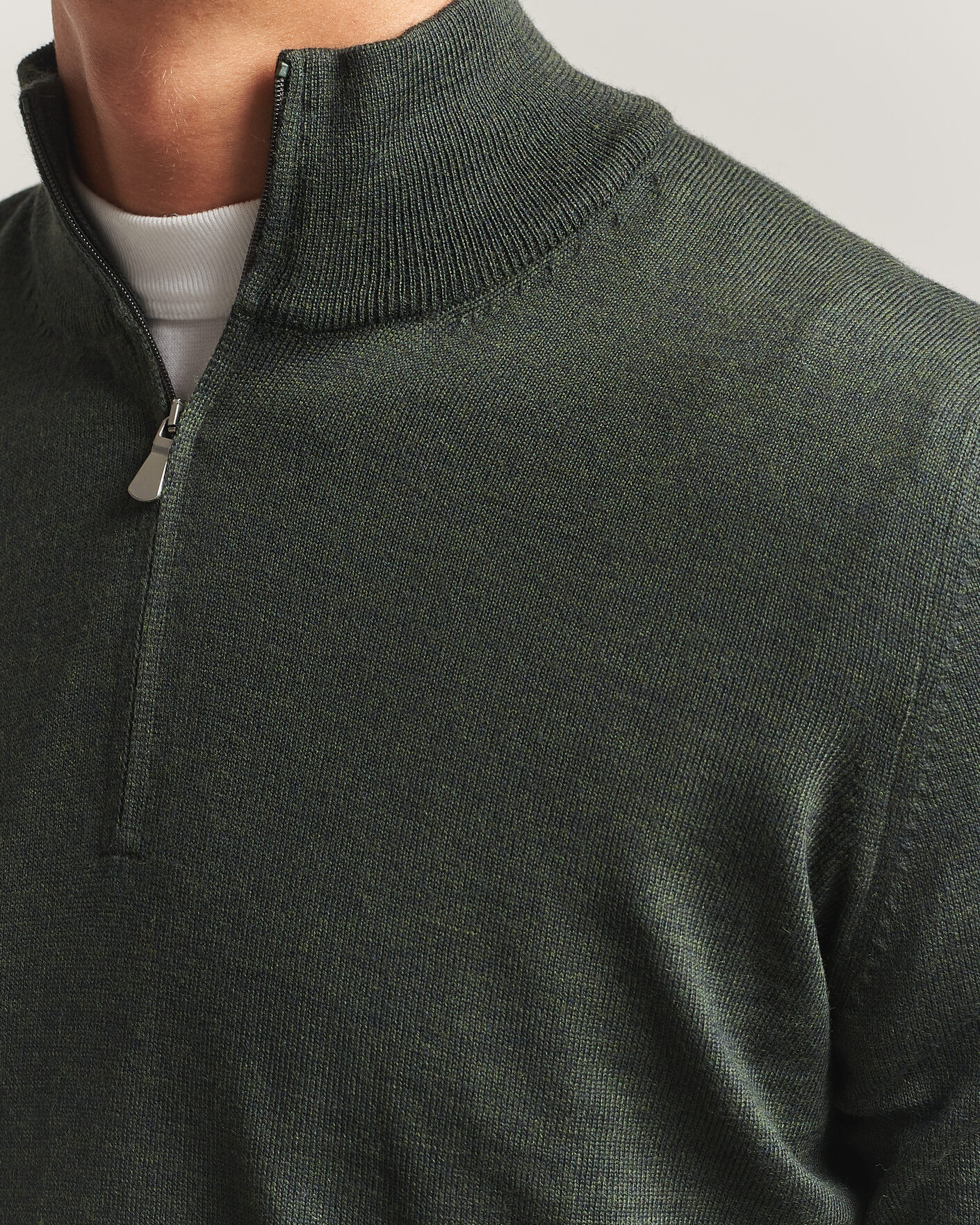 Uomini | Maglieria | Gran Sasso | Merino Fashion Fit Half Zip Olive Melange