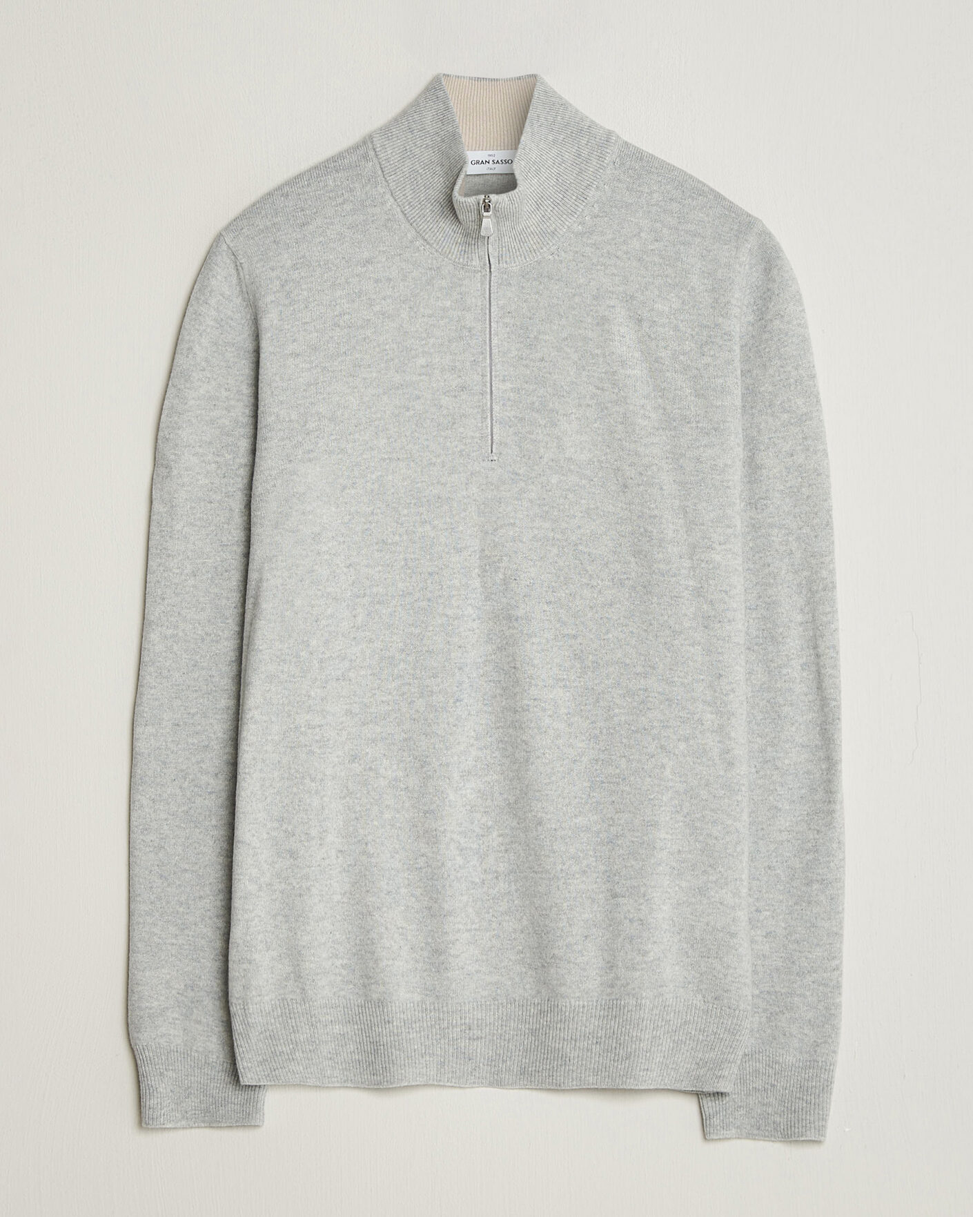 Uomini | Maglieria | Gran Sasso | Wool/Cashmere Half Zip Light Grey Melange