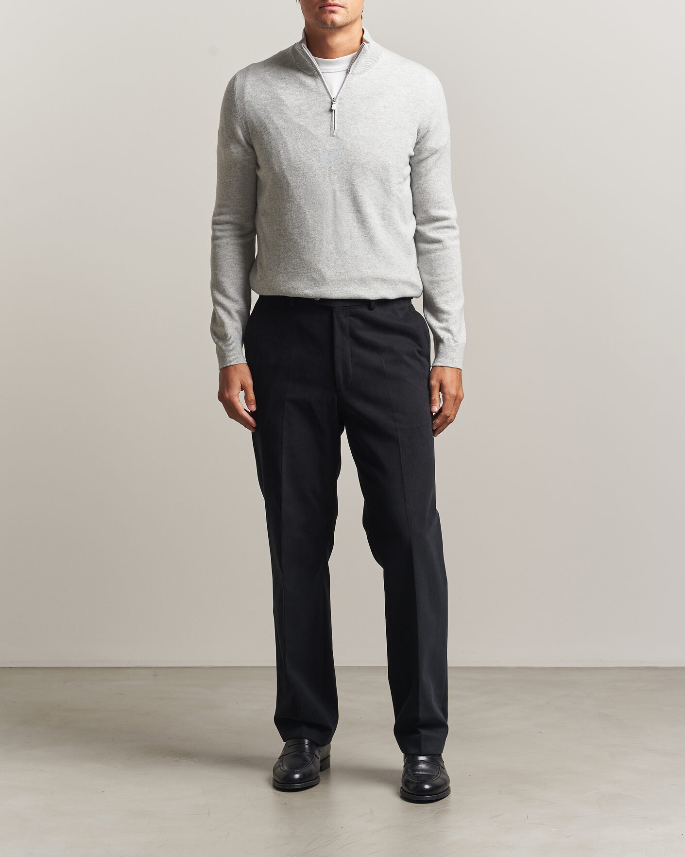 Uomini | Maglieria | Gran Sasso | Wool/Cashmere Half Zip Light Grey Melange