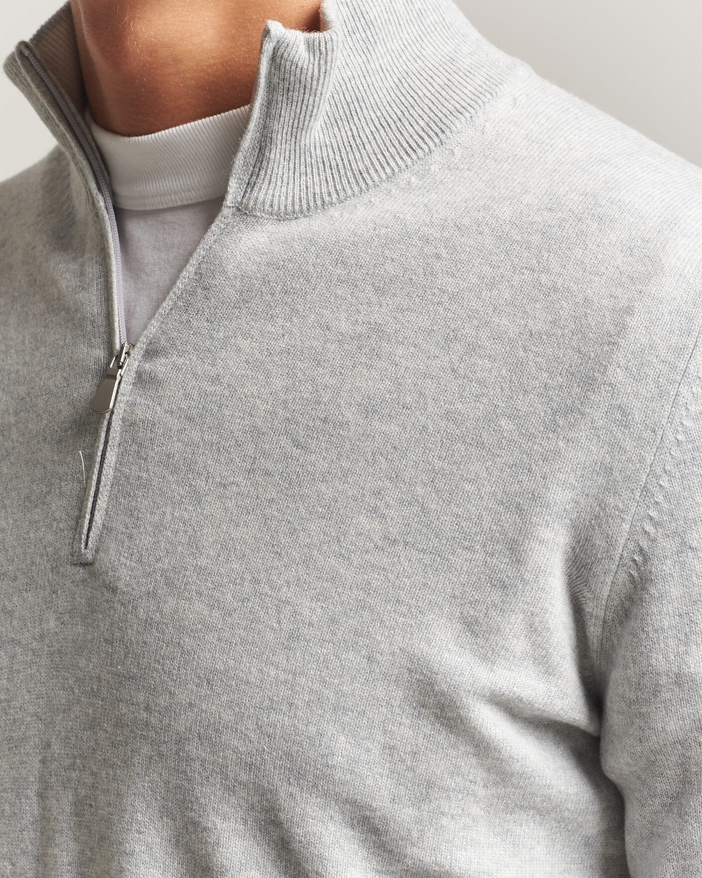 Uomini | Maglieria | Gran Sasso | Wool/Cashmere Half Zip Light Grey Melange