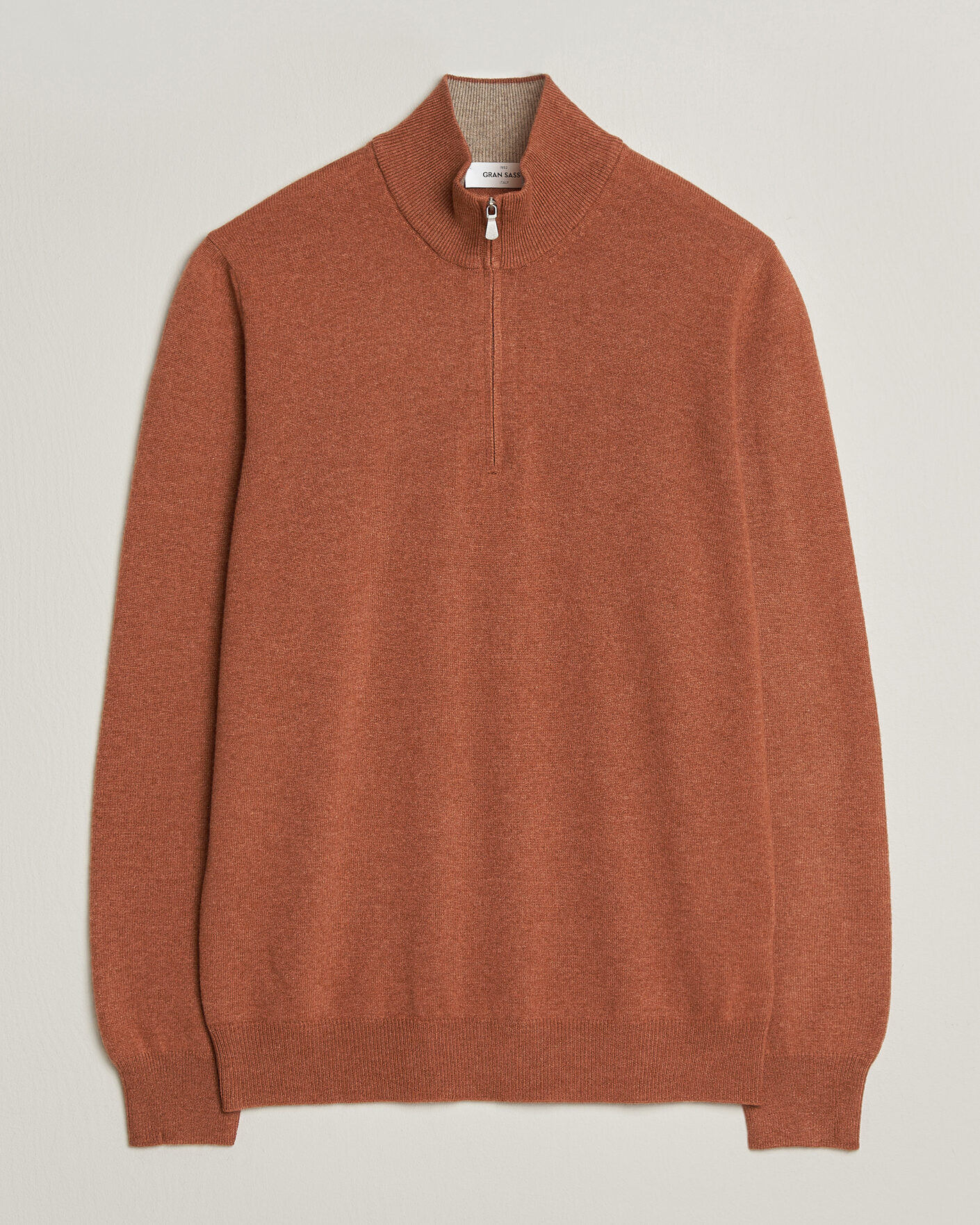 Uomini | Maglieria | Gran Sasso | Wool/Cashmere Half Zip Rust Orange