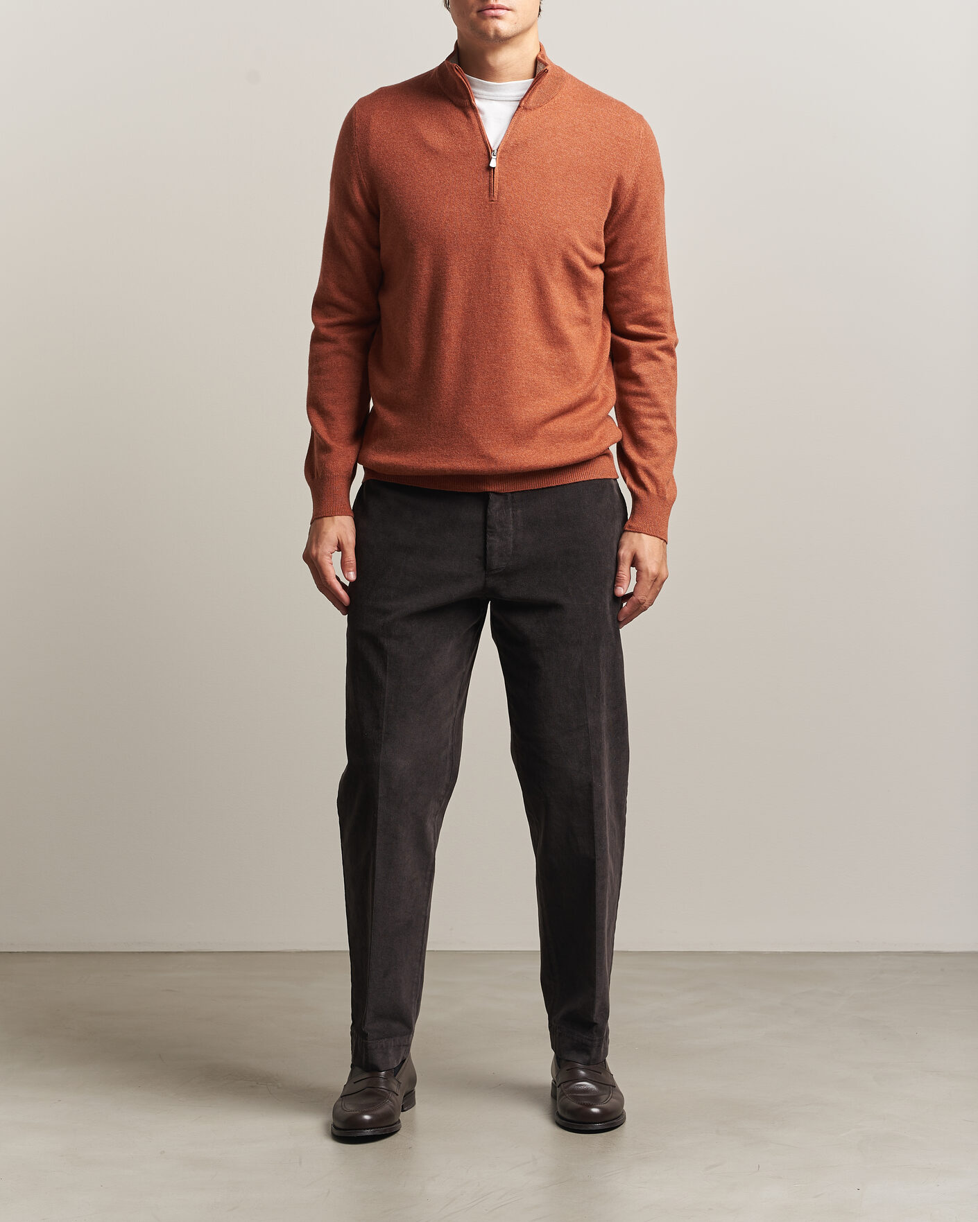 Uomini | Maglieria | Gran Sasso | Wool/Cashmere Half Zip Rust Orange