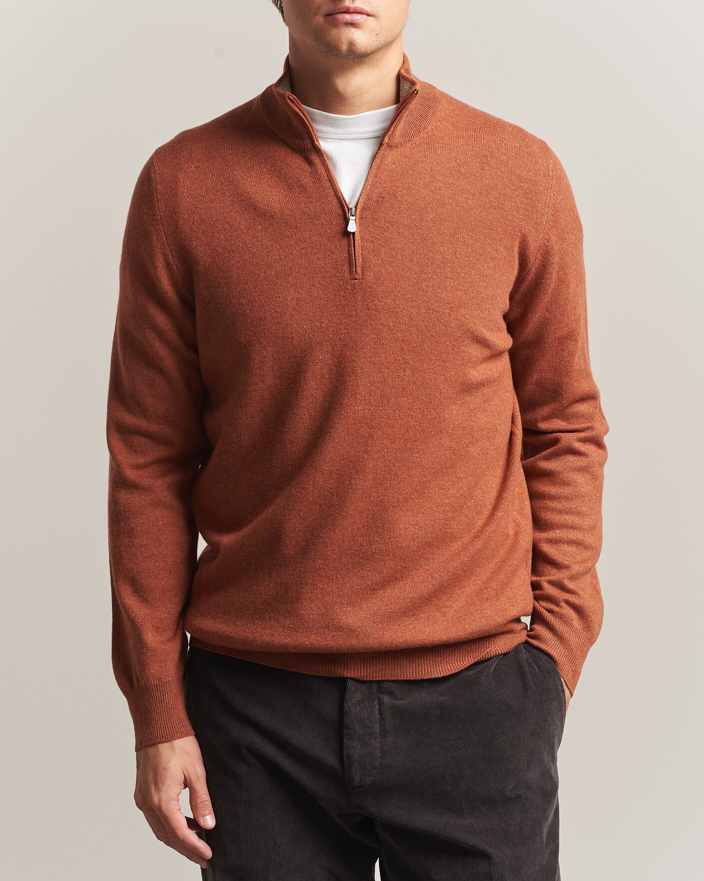 Uomini | Maglieria | Gran Sasso | Wool/Cashmere Half Zip Rust Orange