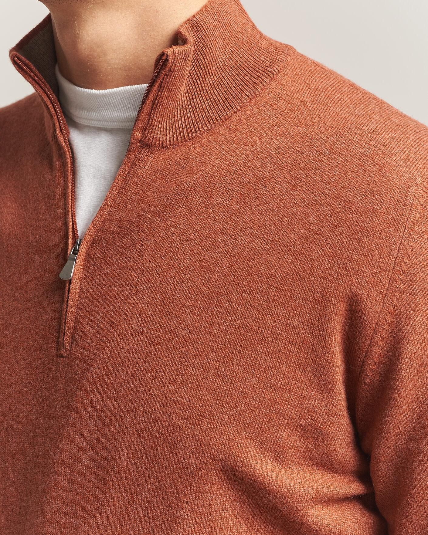 Uomini | Maglieria | Gran Sasso | Wool/Cashmere Half Zip Rust Orange