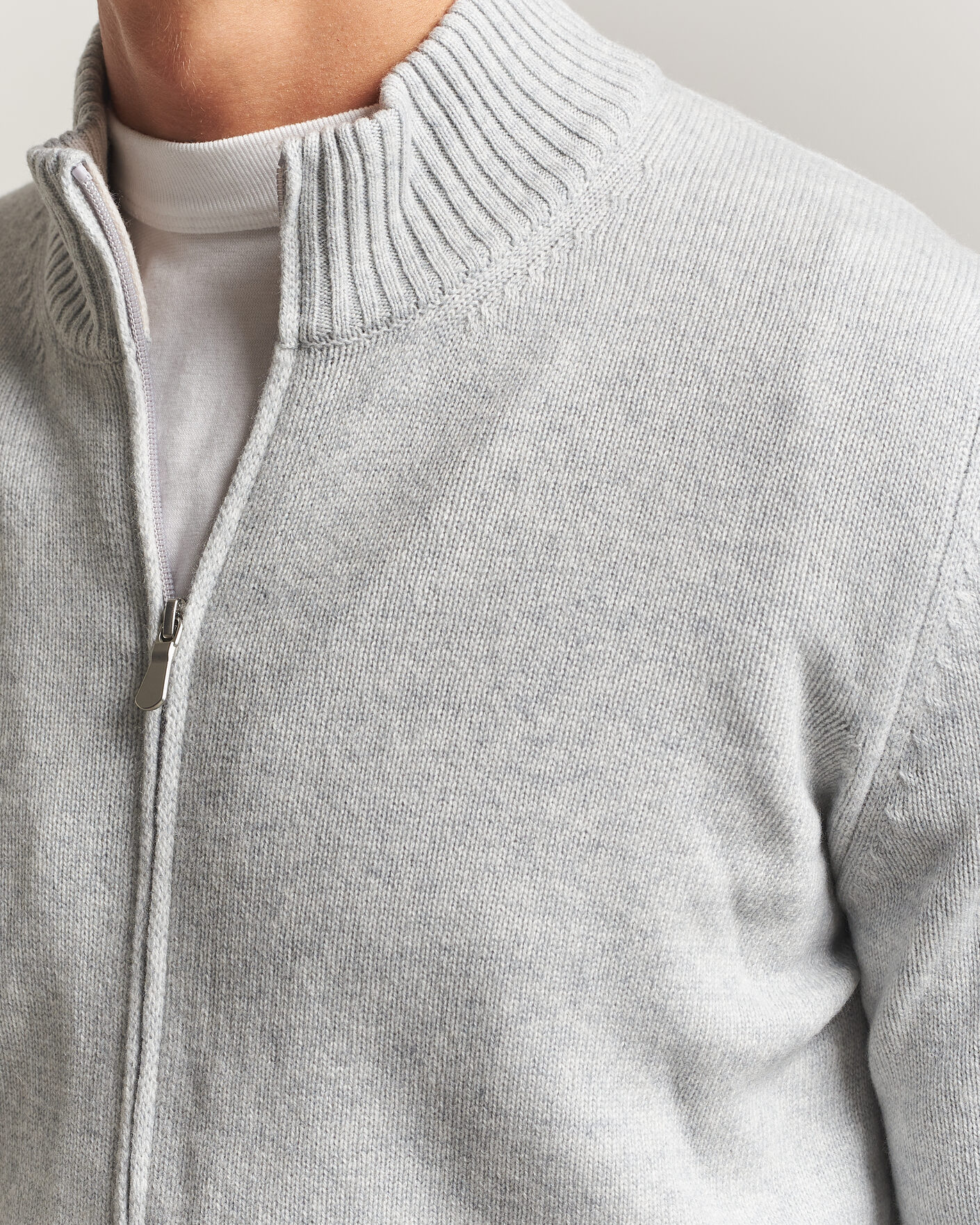 Uomini | Maglieria | Gran Sasso | Wool/Cashmere Full Zip Light Grey Melange