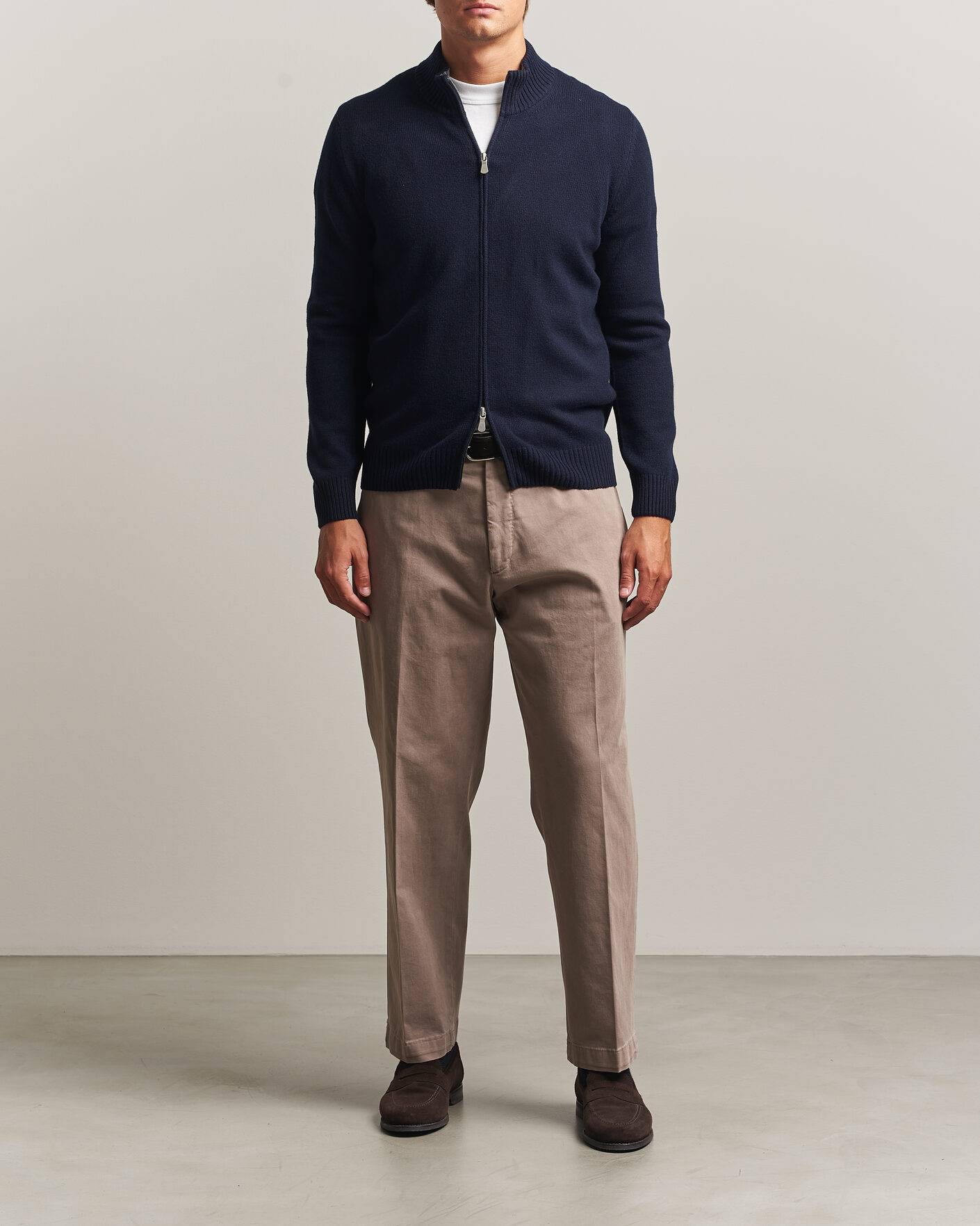 Uomini | Maglieria | Gran Sasso | Wool/Cashmere Full Zip Navy