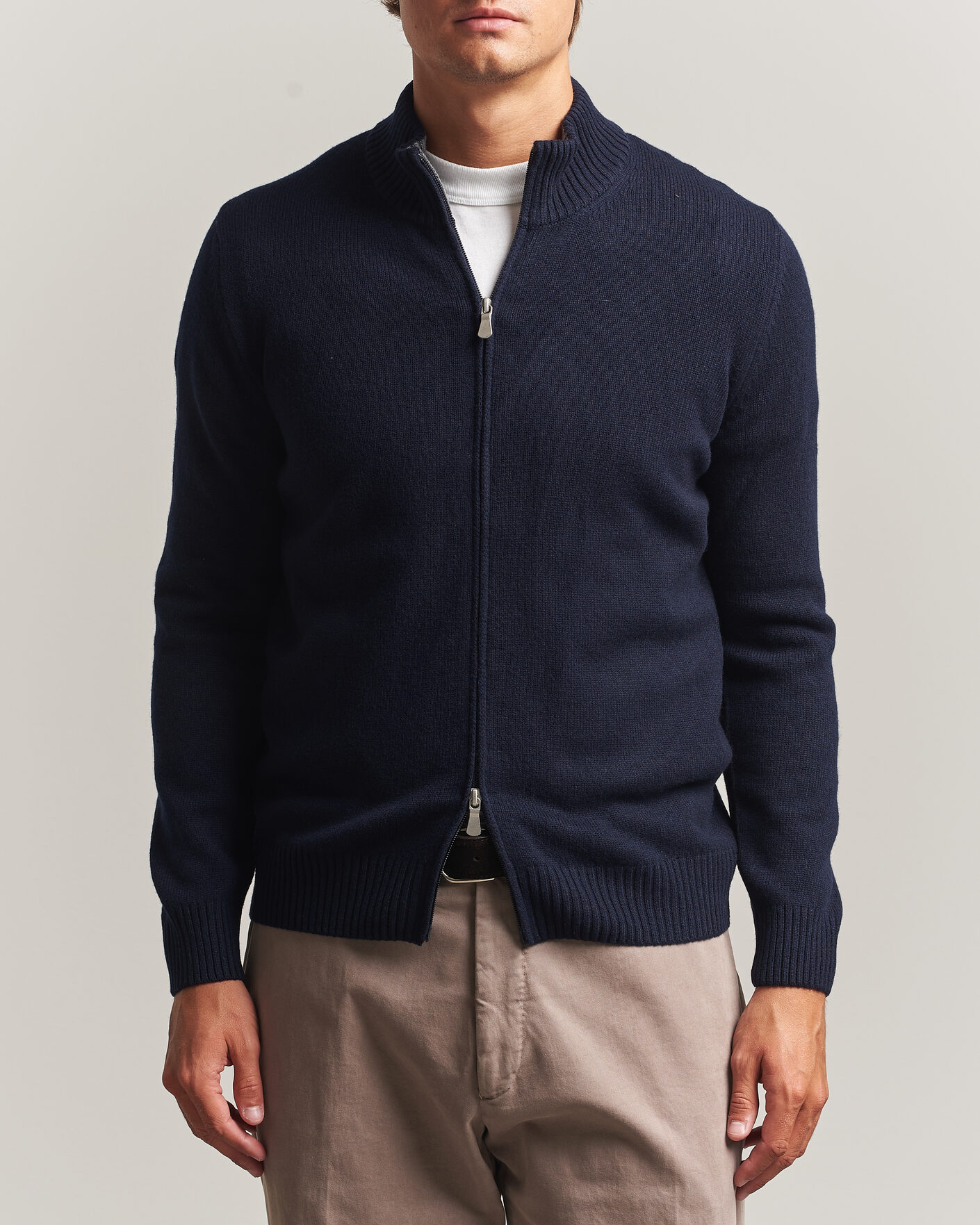 Uomini | Maglieria | Gran Sasso | Wool/Cashmere Full Zip Navy