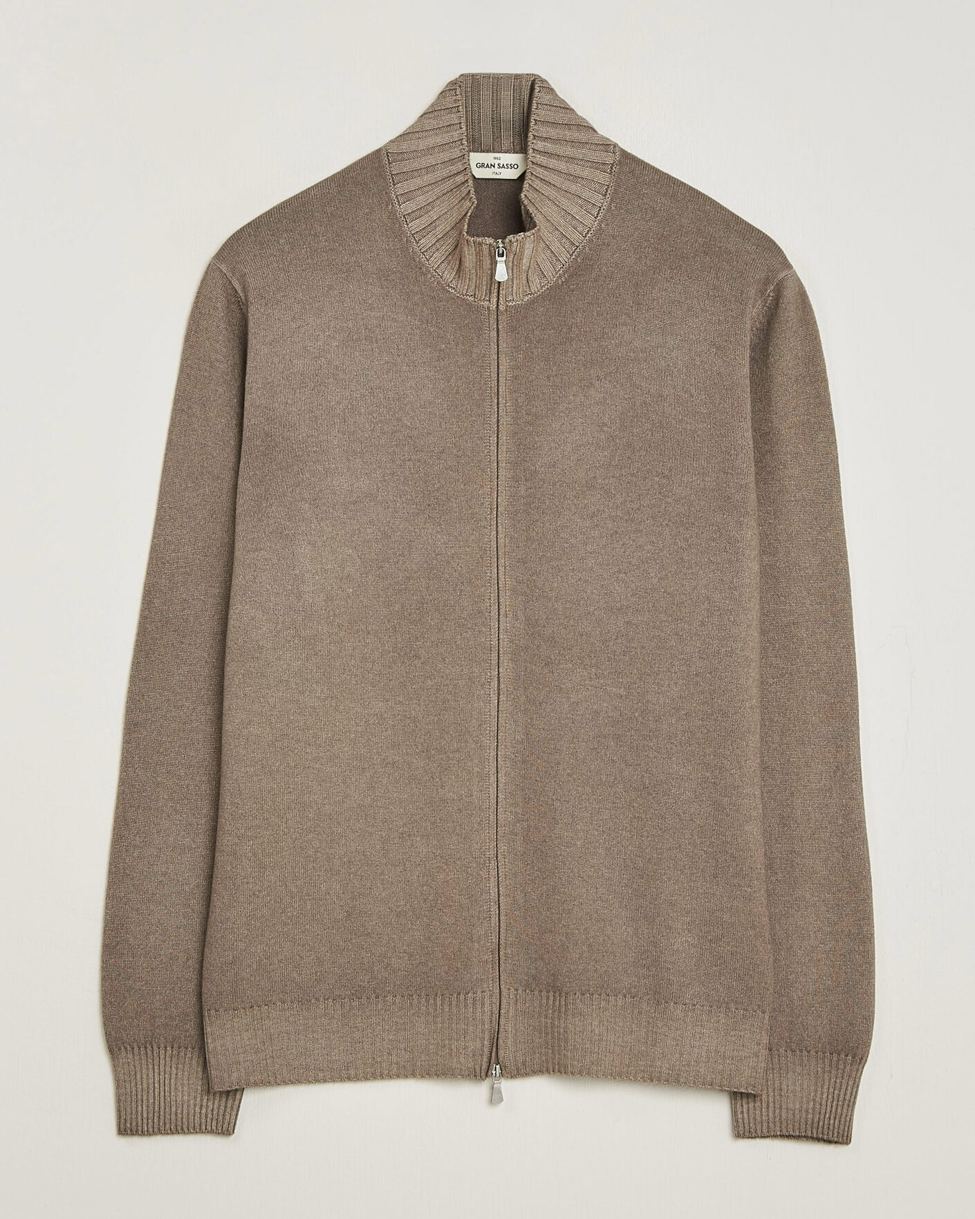 Uomini | Maglieria | Gran Sasso | Wool/Cashmere Washed Full Zip Brown Melange
