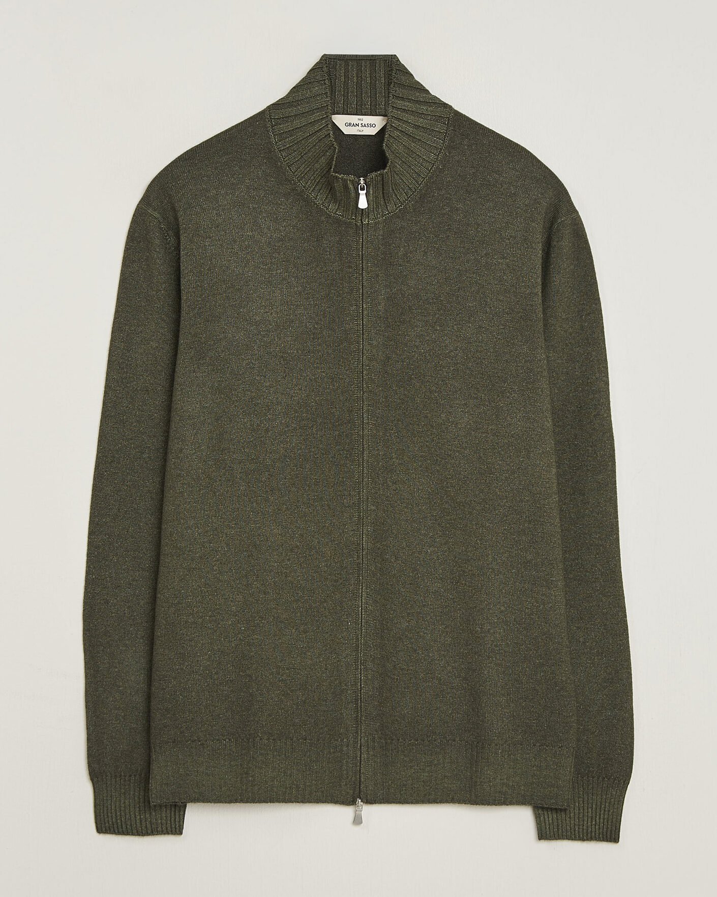 Uomini | Maglieria | Gran Sasso | Wool/Cashmere Washed Full Zip Olive Melange
