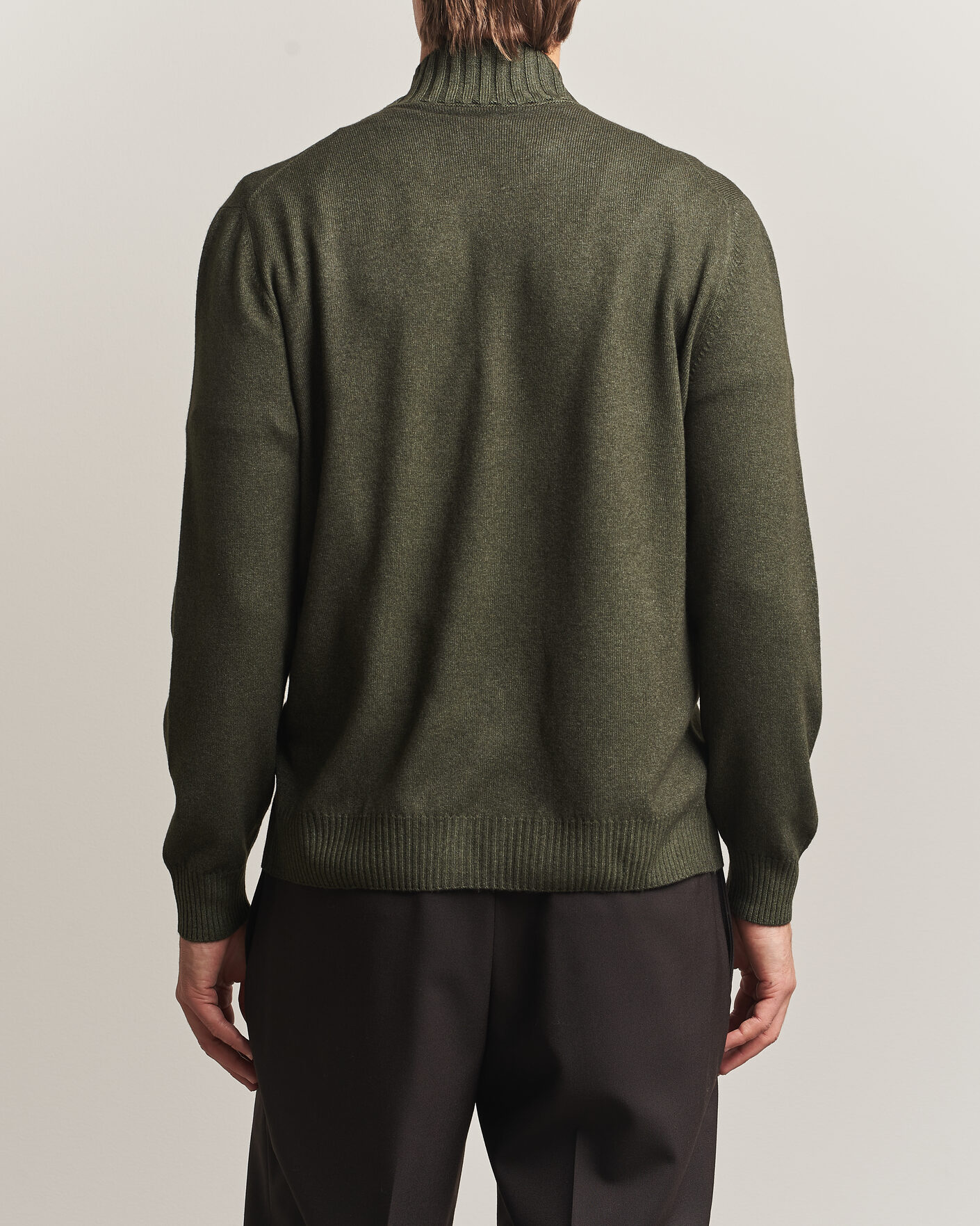 Uomini | Maglieria | Gran Sasso | Wool/Cashmere Washed Full Zip Olive Melange