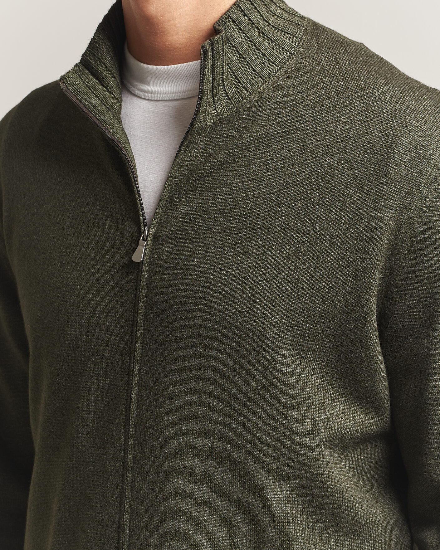 Uomini | Maglieria | Gran Sasso | Wool/Cashmere Washed Full Zip Olive Melange