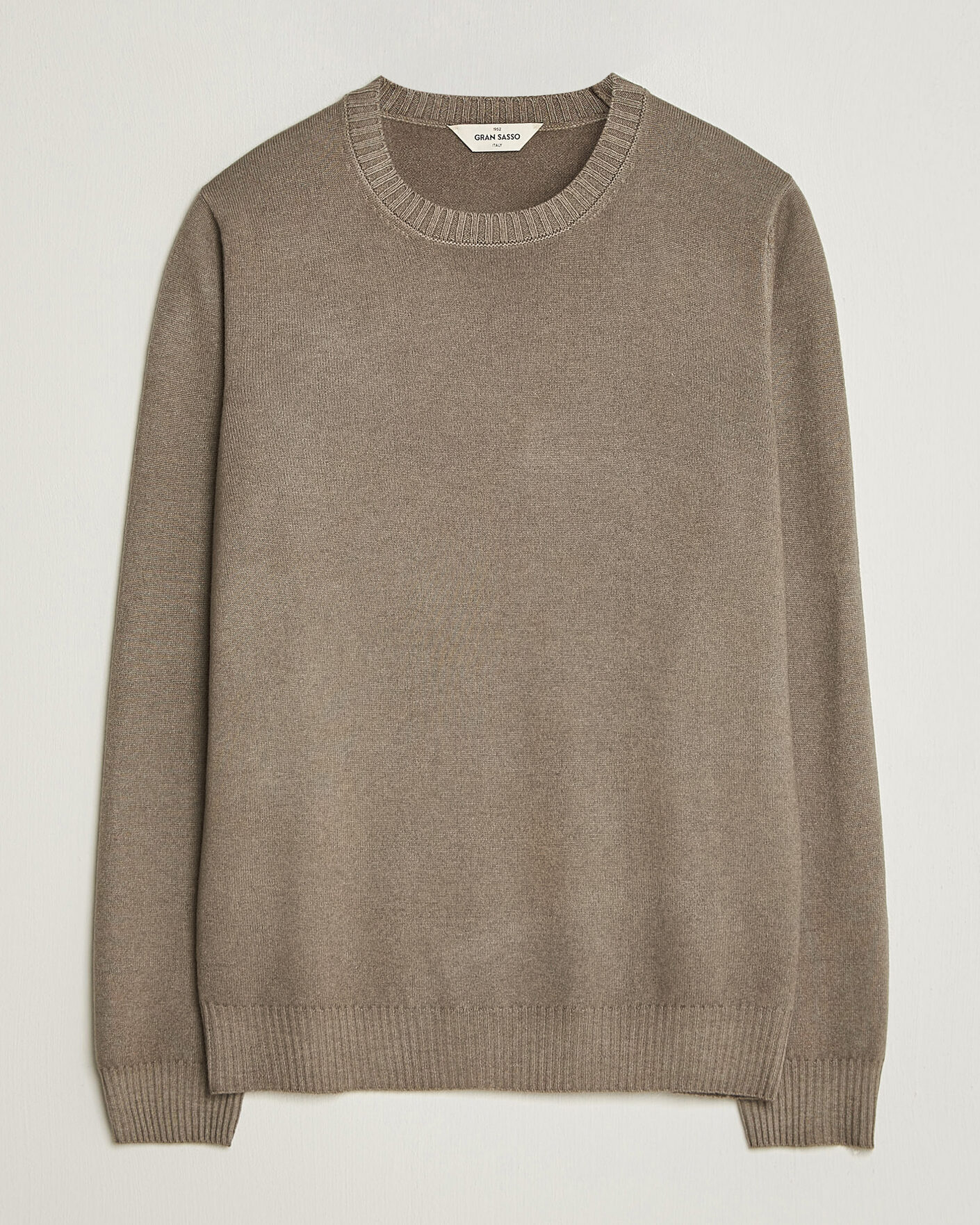 Uomini | Maglieria | Gran Sasso | Wool/Cashmere Washed Crew Neck Brown Melange