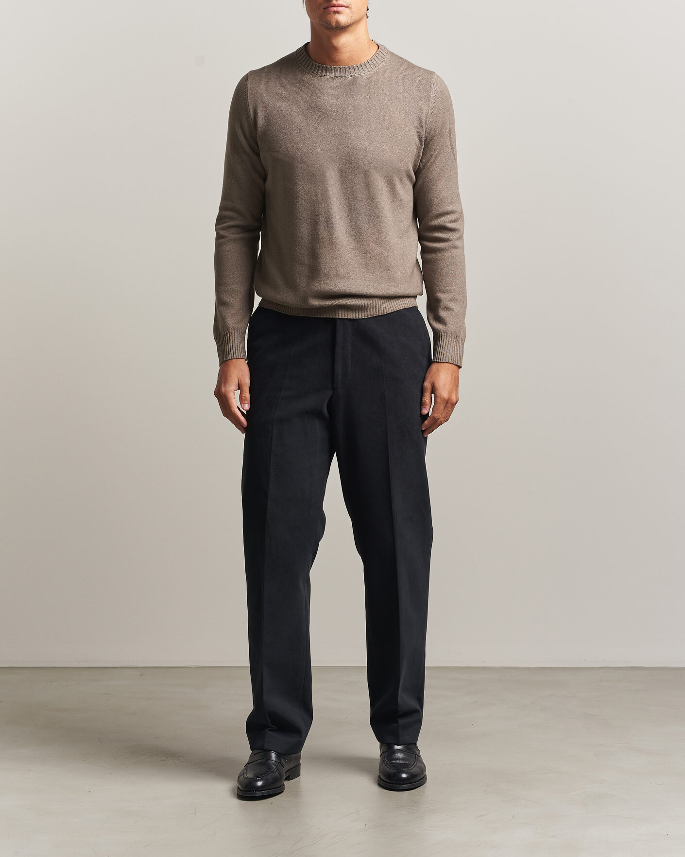 Uomini | Maglieria | Gran Sasso | Wool/Cashmere Washed Crew Neck Brown Melange
