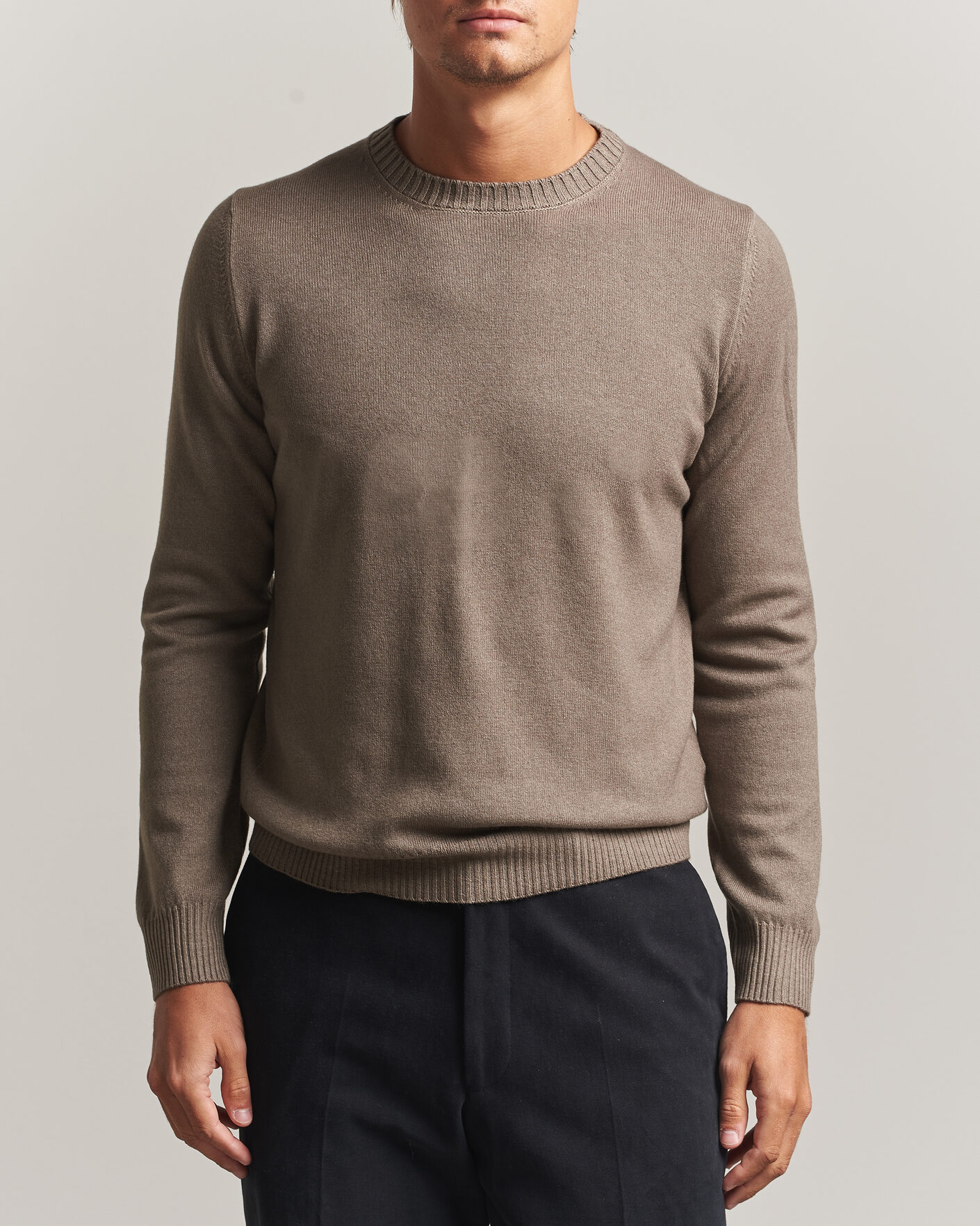 Uomini | Maglieria | Gran Sasso | Wool/Cashmere Washed Crew Neck Brown Melange