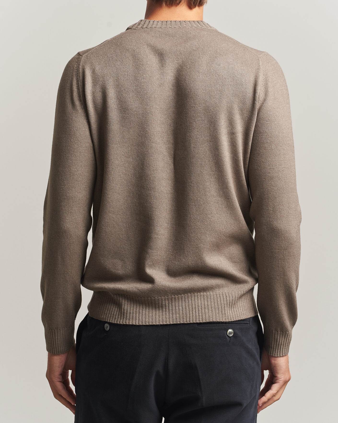 Uomini | Maglieria | Gran Sasso | Wool/Cashmere Washed Crew Neck Brown Melange