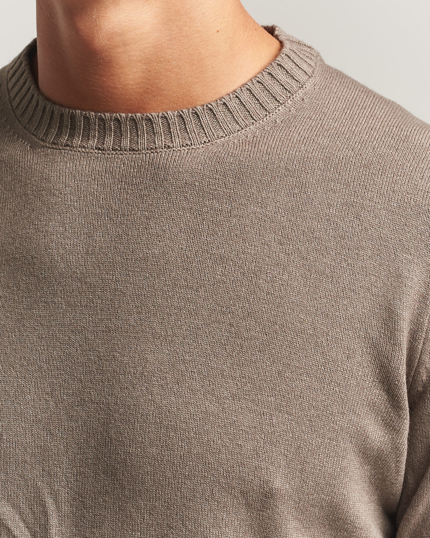 Uomini | Maglieria | Gran Sasso | Wool/Cashmere Washed Crew Neck Brown Melange