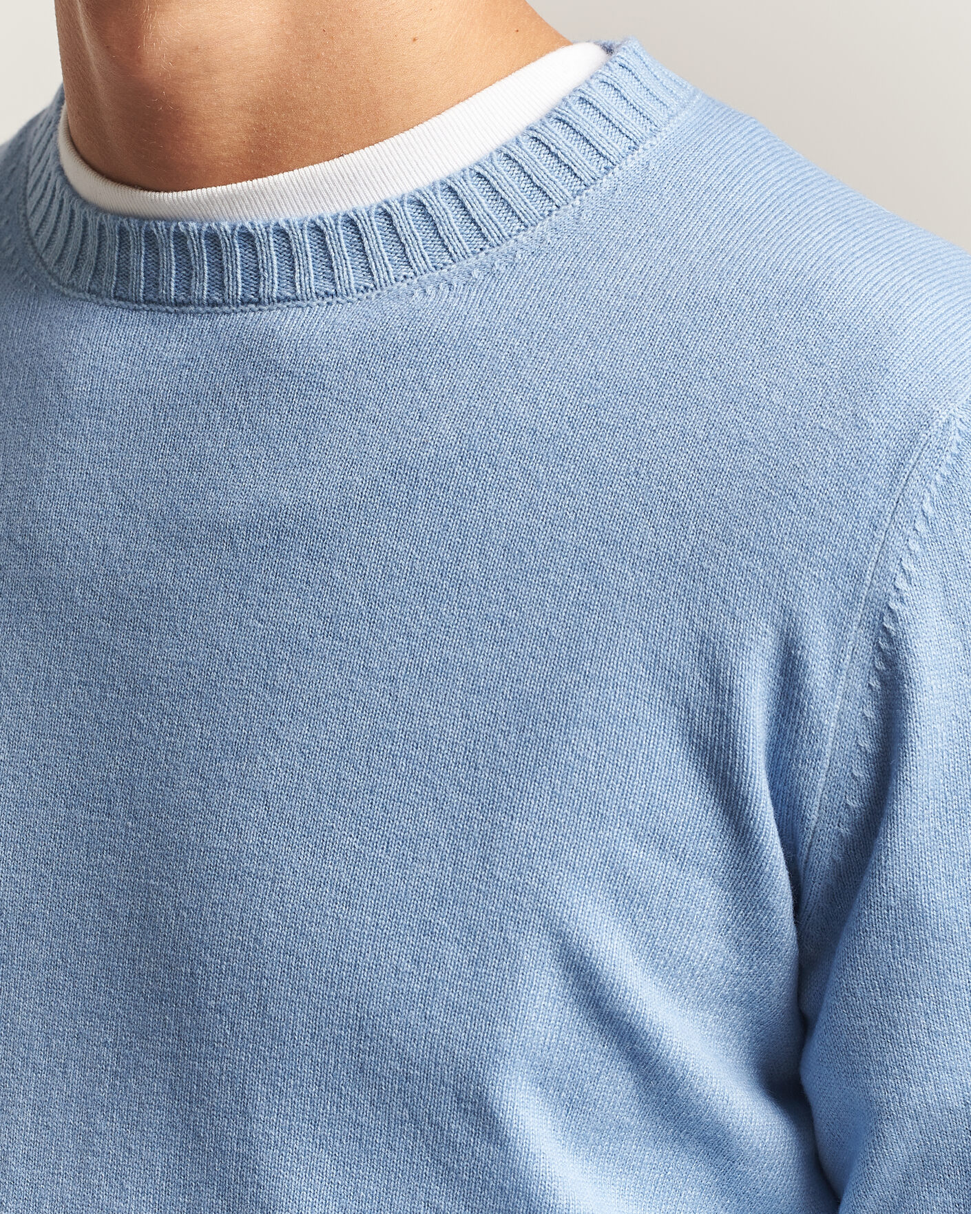 Uomini | Maglieria | Gran Sasso | Wool/Cashmere Washed Crew Neck Blue Melange