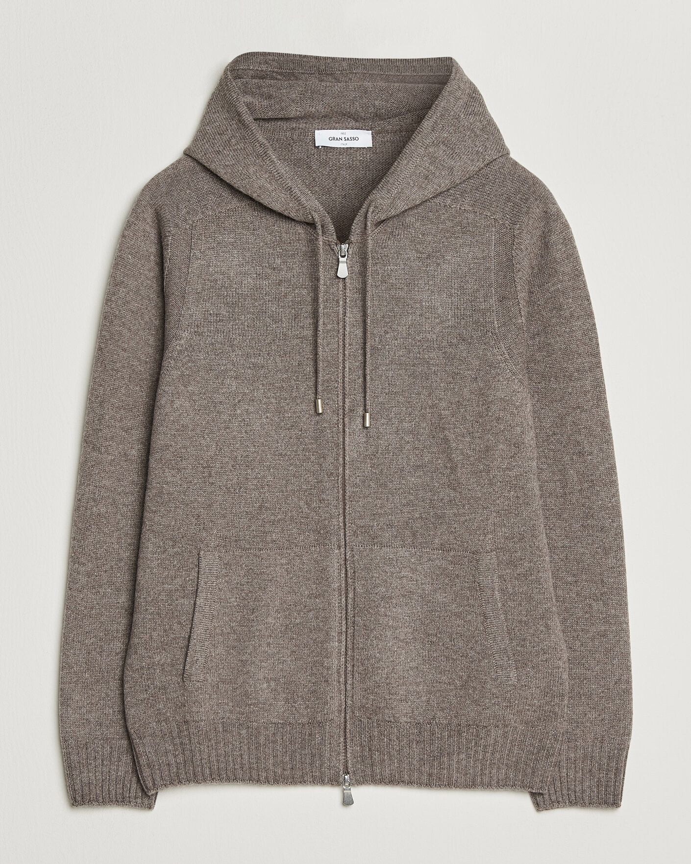 Uomini | Maglieria | Gran Sasso | Full Zip Wool Hoodie Taupe Melange