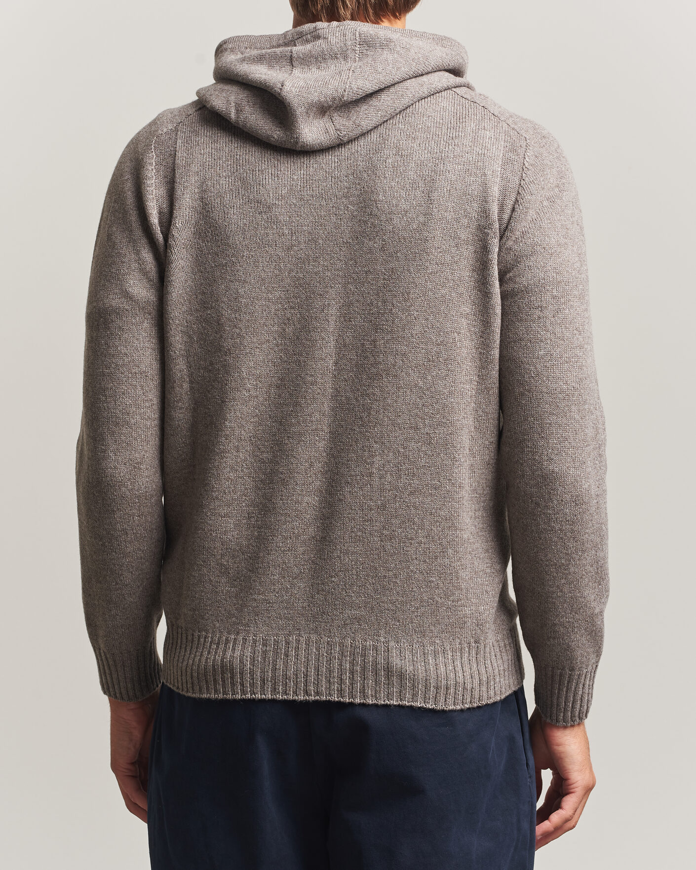 Uomini | Maglieria | Gran Sasso | Full Zip Wool Hoodie Taupe Melange