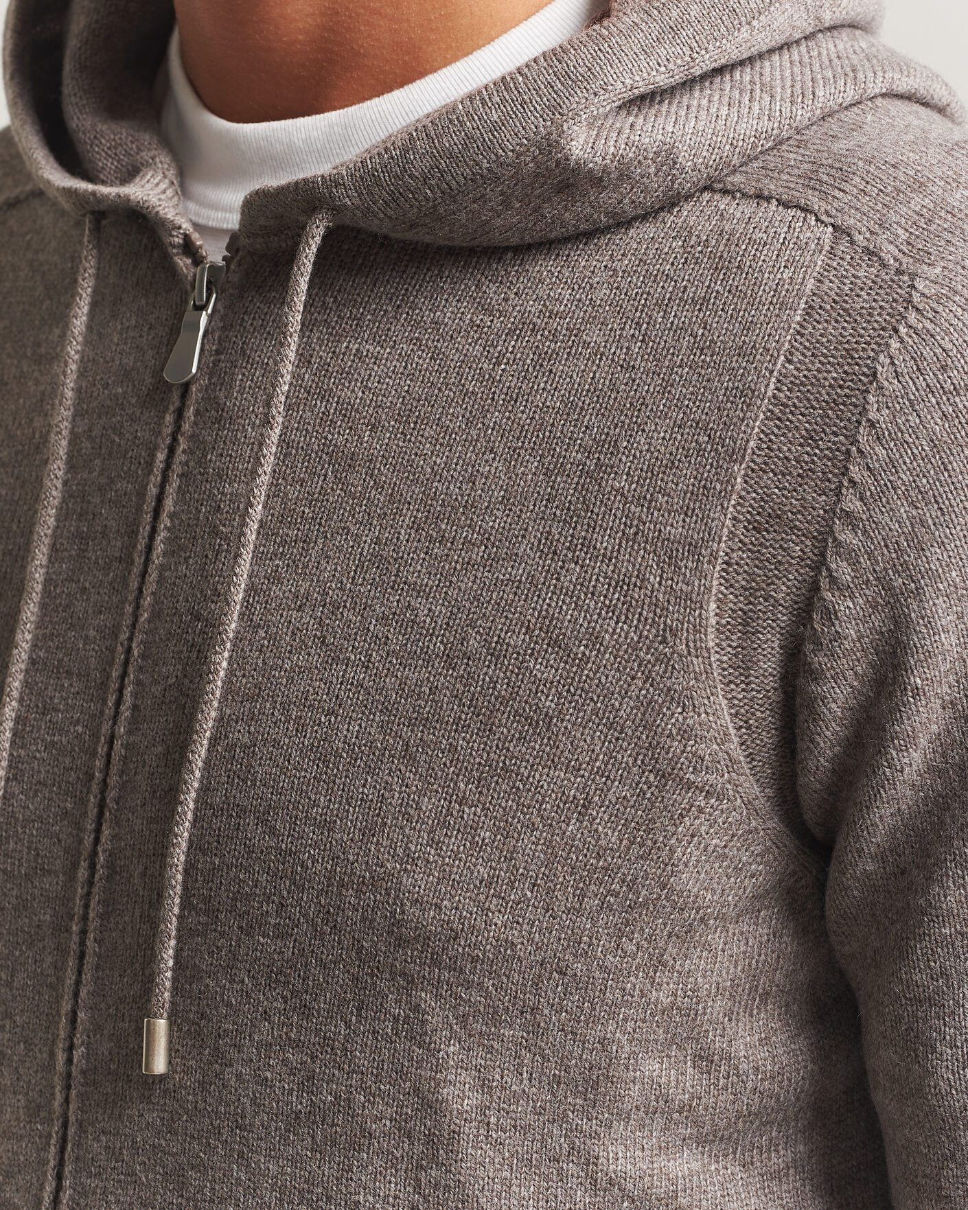Uomini | Maglieria | Gran Sasso | Full Zip Wool Hoodie Taupe Melange