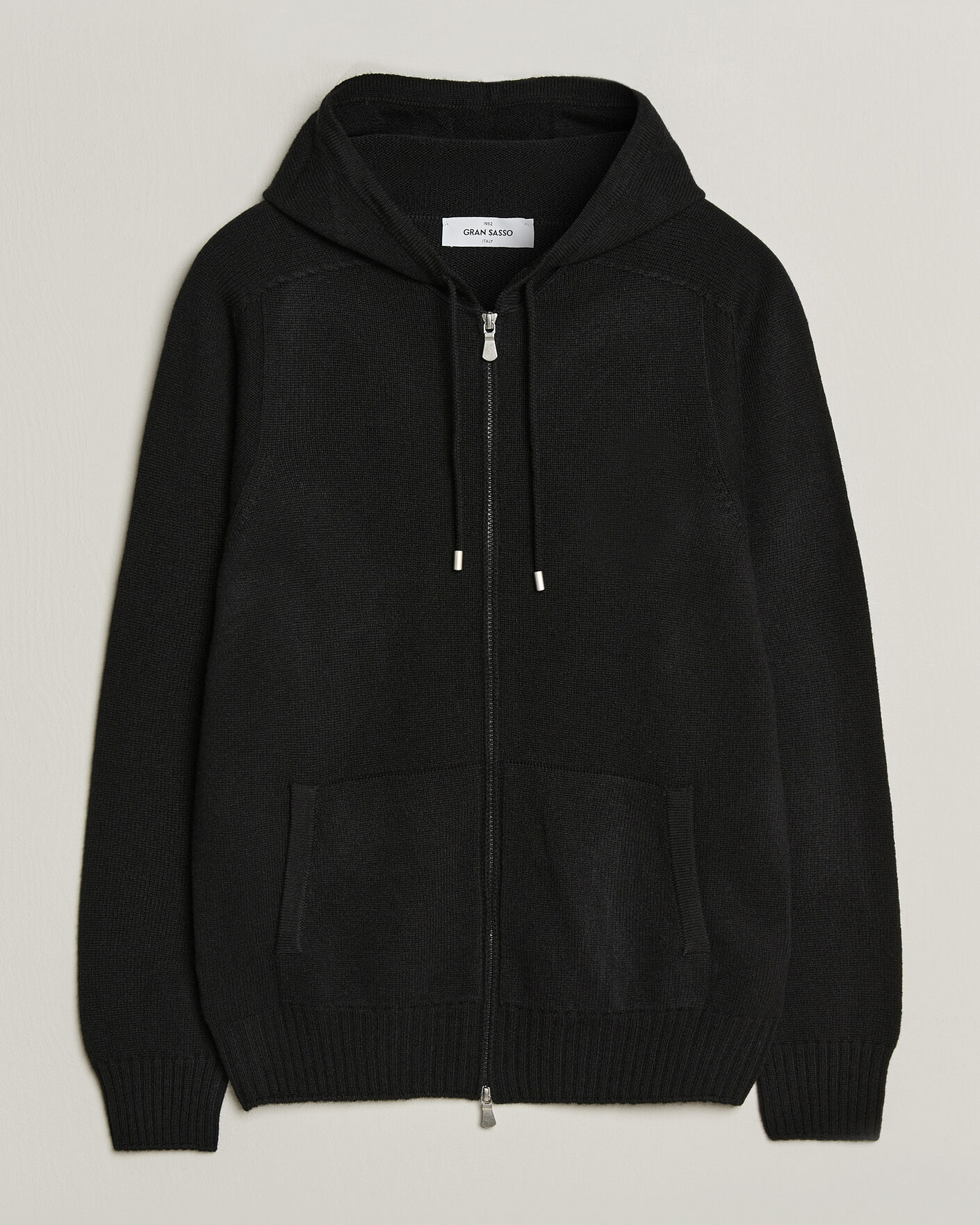 Uomini | Maglieria | Gran Sasso | Full Zip Wool Hoodie Black