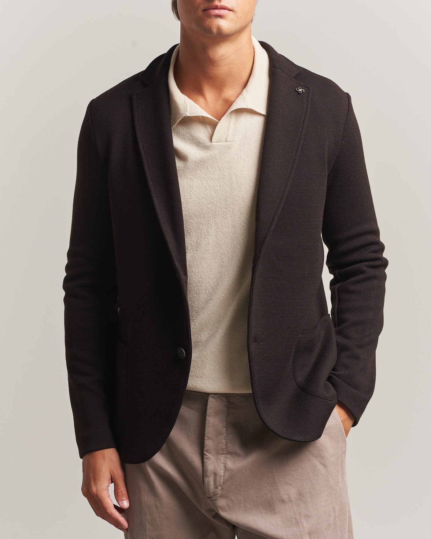 Uomini | Blazers | Gran Sasso | Rainwool Knitted Blazer Dark Brown