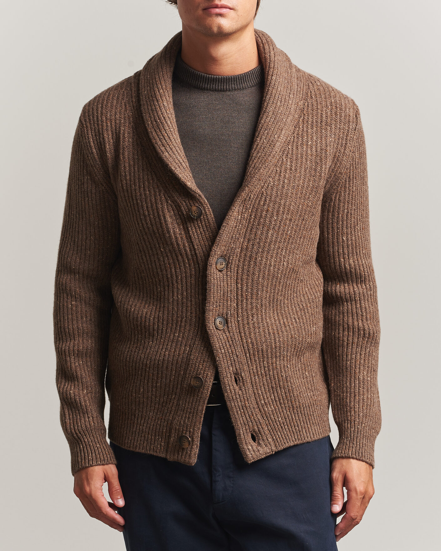 Uomini | Maglieria | Gran Sasso | Wool/Cashmere Donegal Cardigan Brown