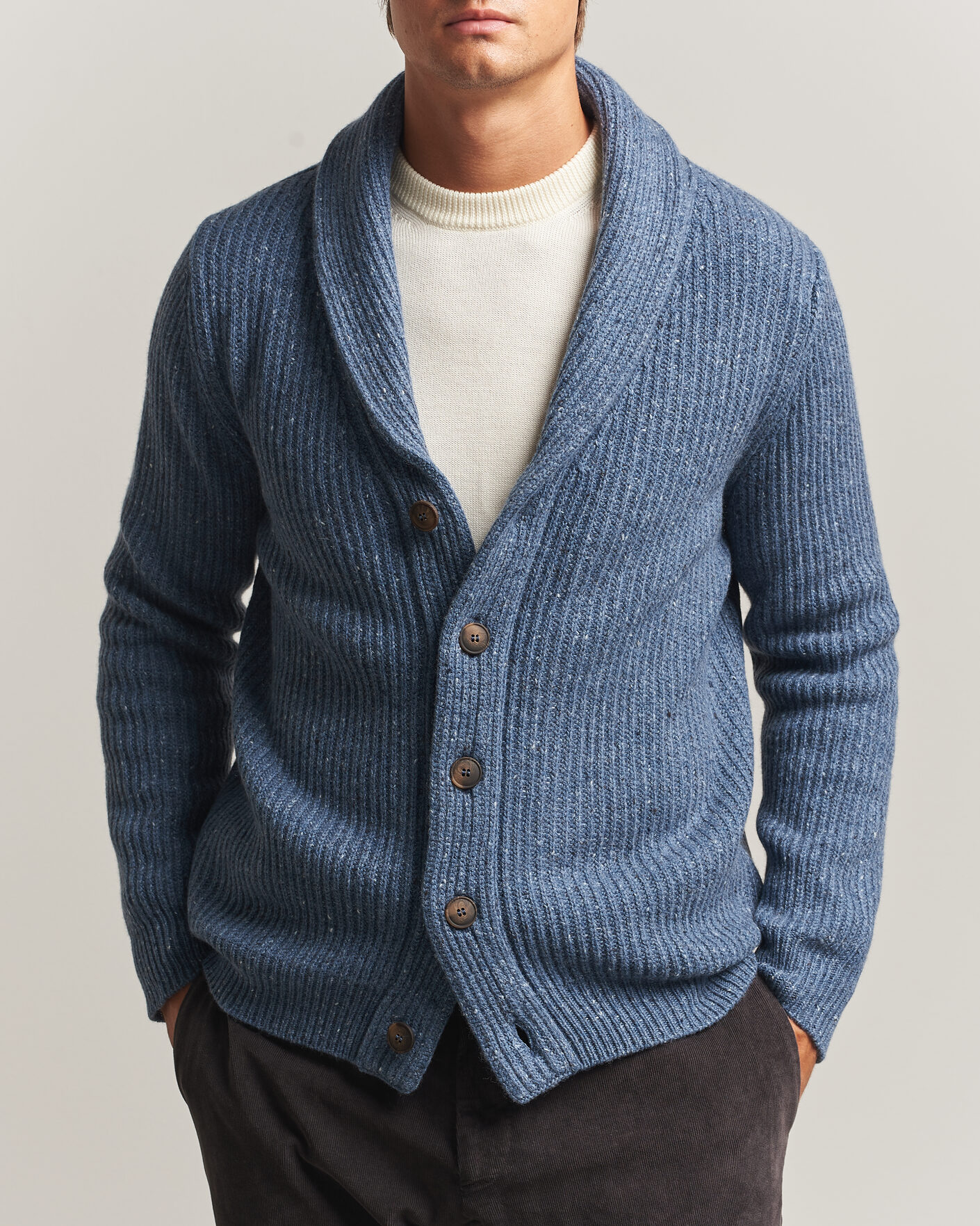 Uomini | Maglieria | Gran Sasso | Wool/Cashmere Donegal Cardigan Blue