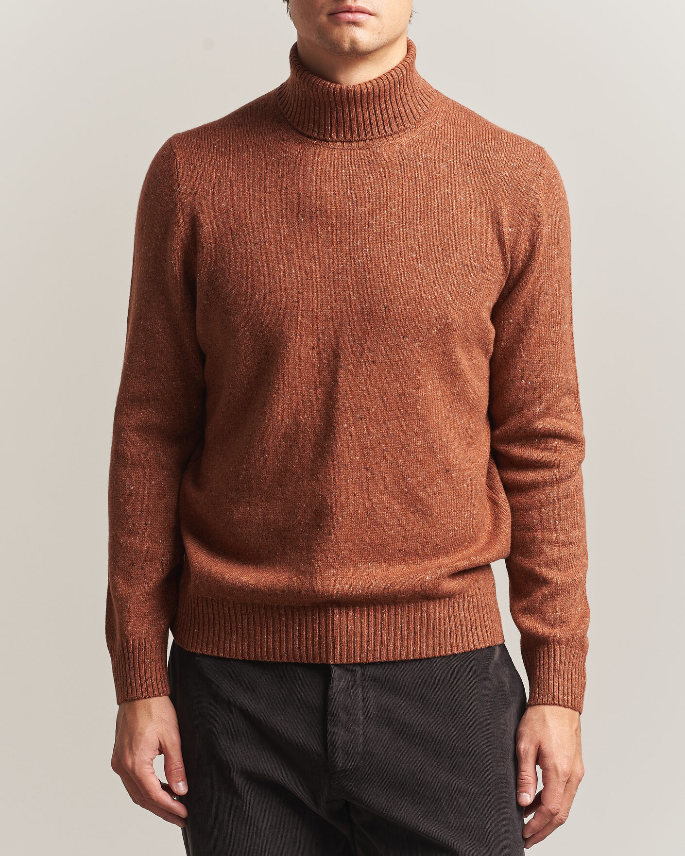Uomini | Maglieria | Gran Sasso | Wool/Cashmere Donegal Rollneck Rust Orange