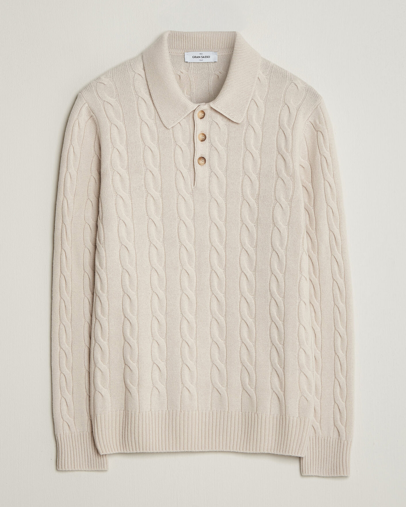 Uomini | Maglieria | Gran Sasso | Wool/Cashmere Cable Polo Beige Melange