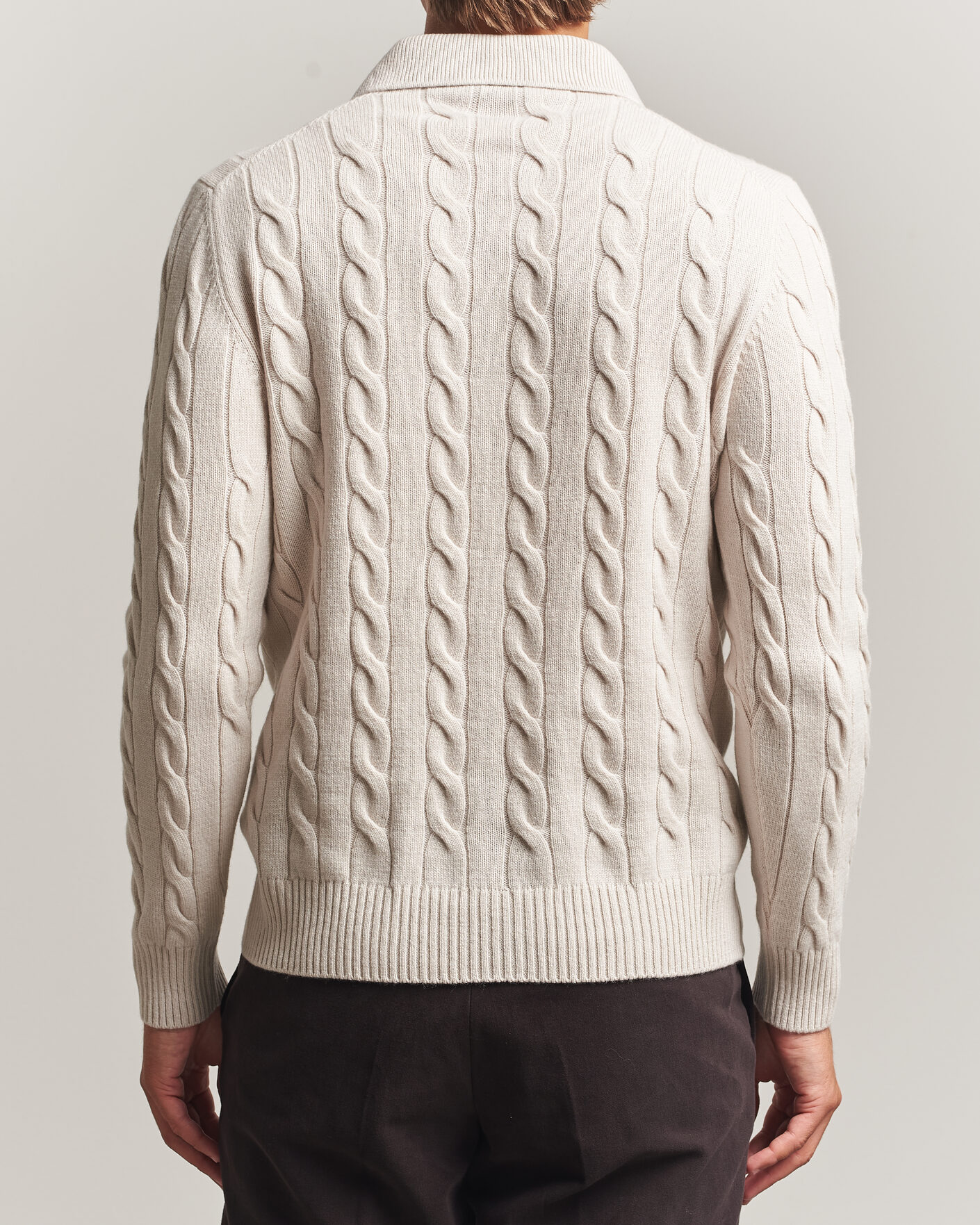Uomini | Maglieria | Gran Sasso | Wool/Cashmere Cable Polo Beige Melange