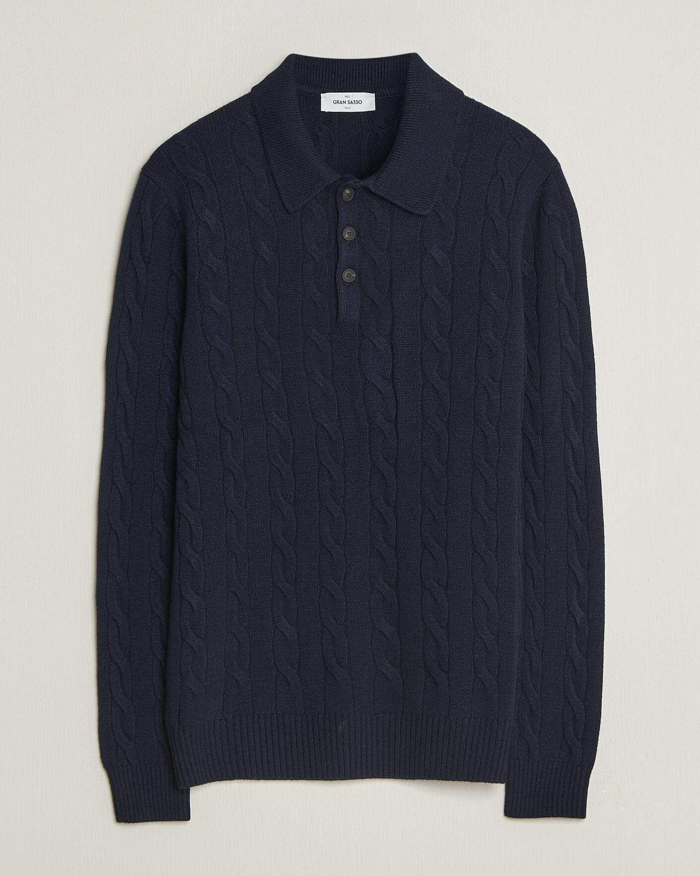 Uomini | Maglieria | Gran Sasso | Wool/Cashmere Cable Polo Navy