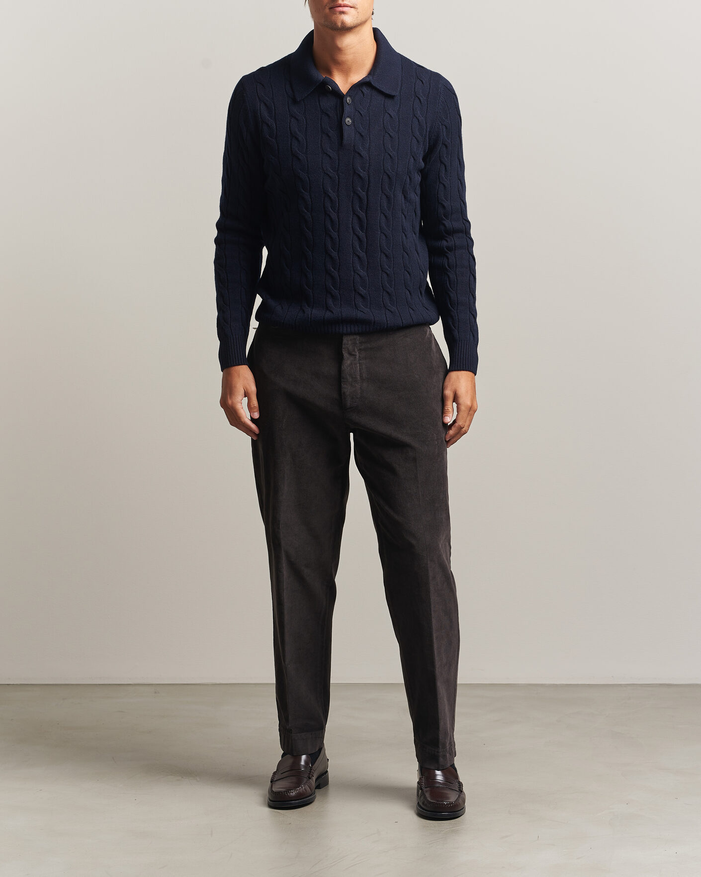 Uomini | Maglieria | Gran Sasso | Wool/Cashmere Cable Polo Navy