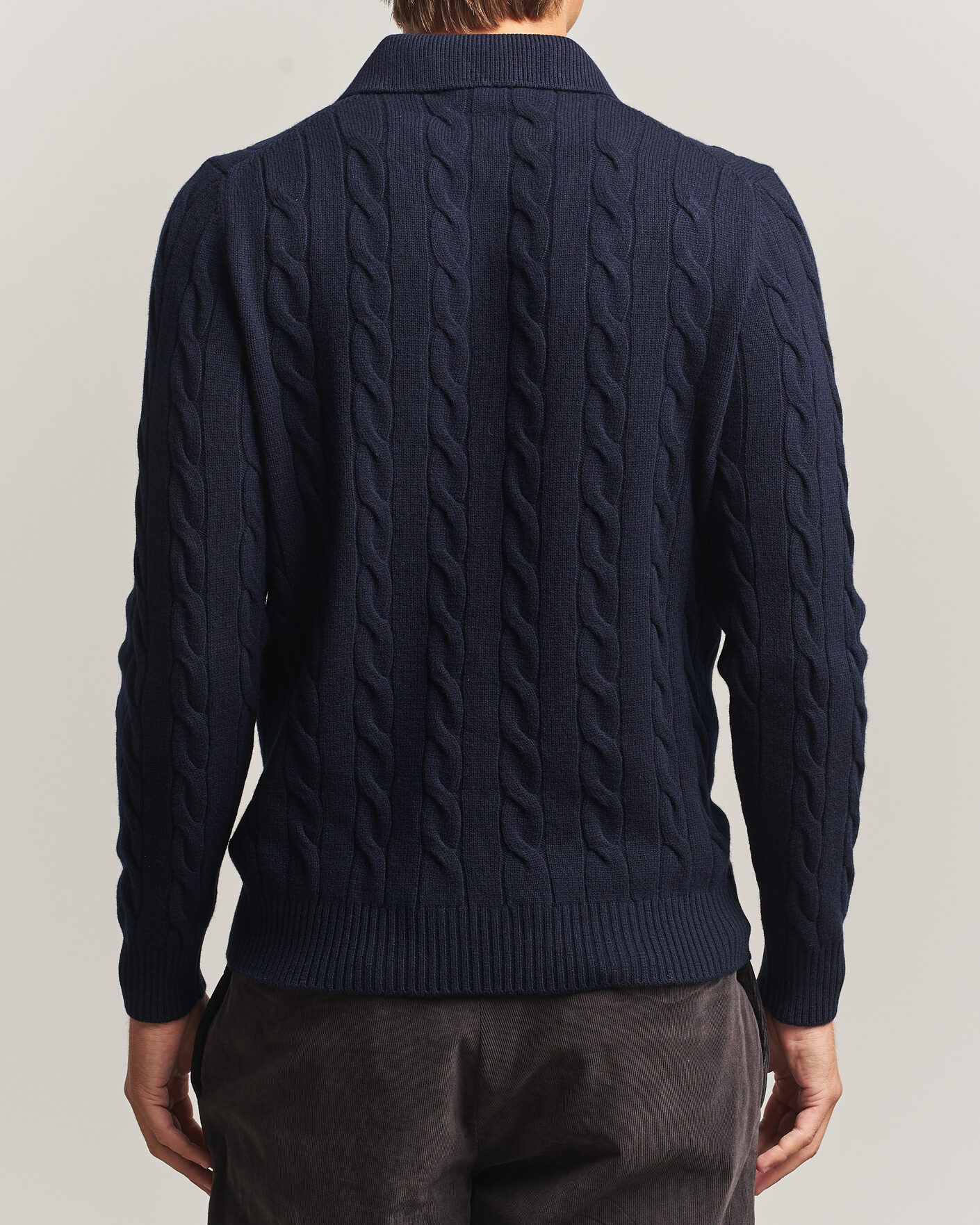 Uomini | Maglieria | Gran Sasso | Wool/Cashmere Cable Polo Navy