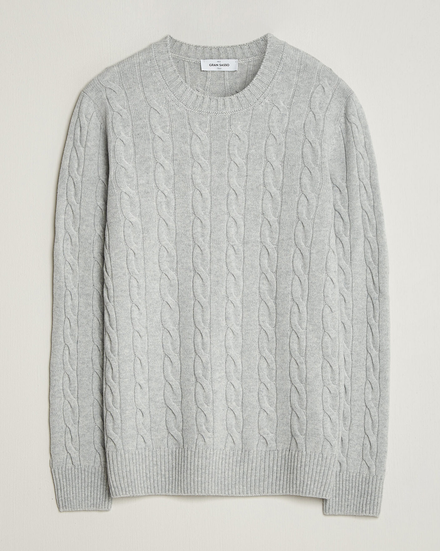 Uomini | Maglieria | Gran Sasso | Wool/Cashmere Cable Crew Neck Light Grey Melange