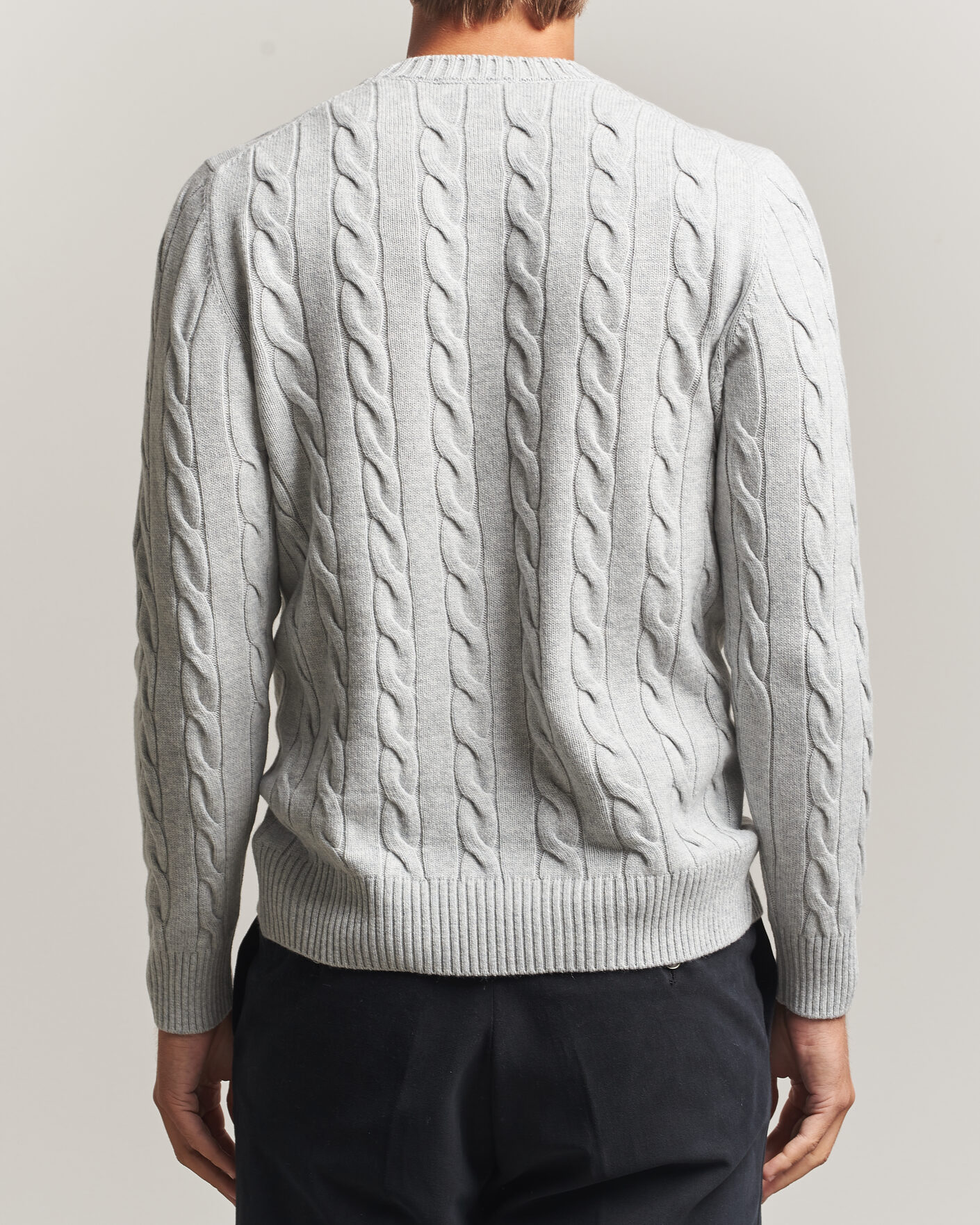Uomini | Maglieria | Gran Sasso | Wool/Cashmere Cable Crew Neck Light Grey Melange