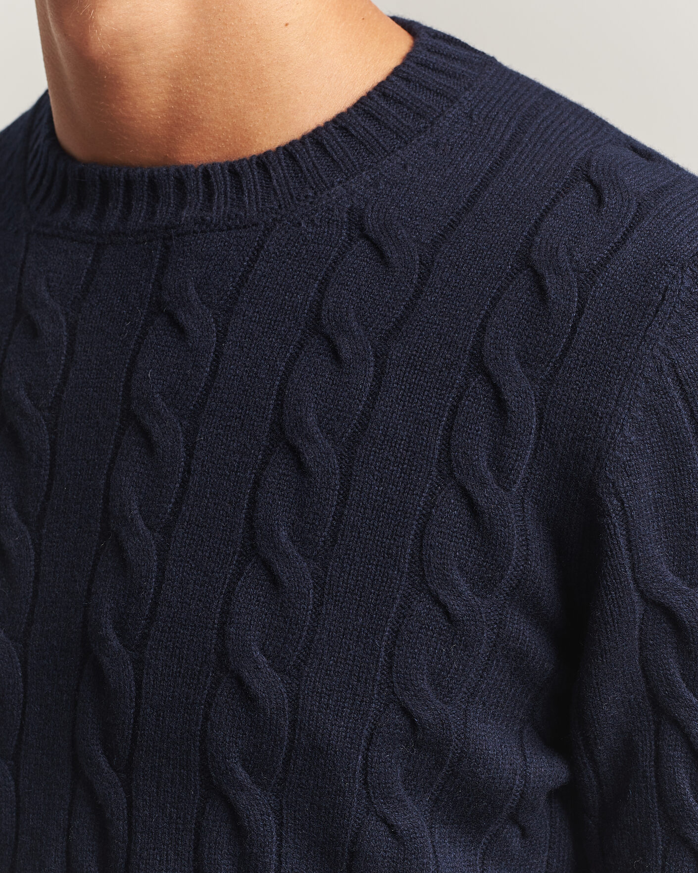 Uomini | Maglieria | Gran Sasso | Wool/Cashmere Cable Crew Neck Navy