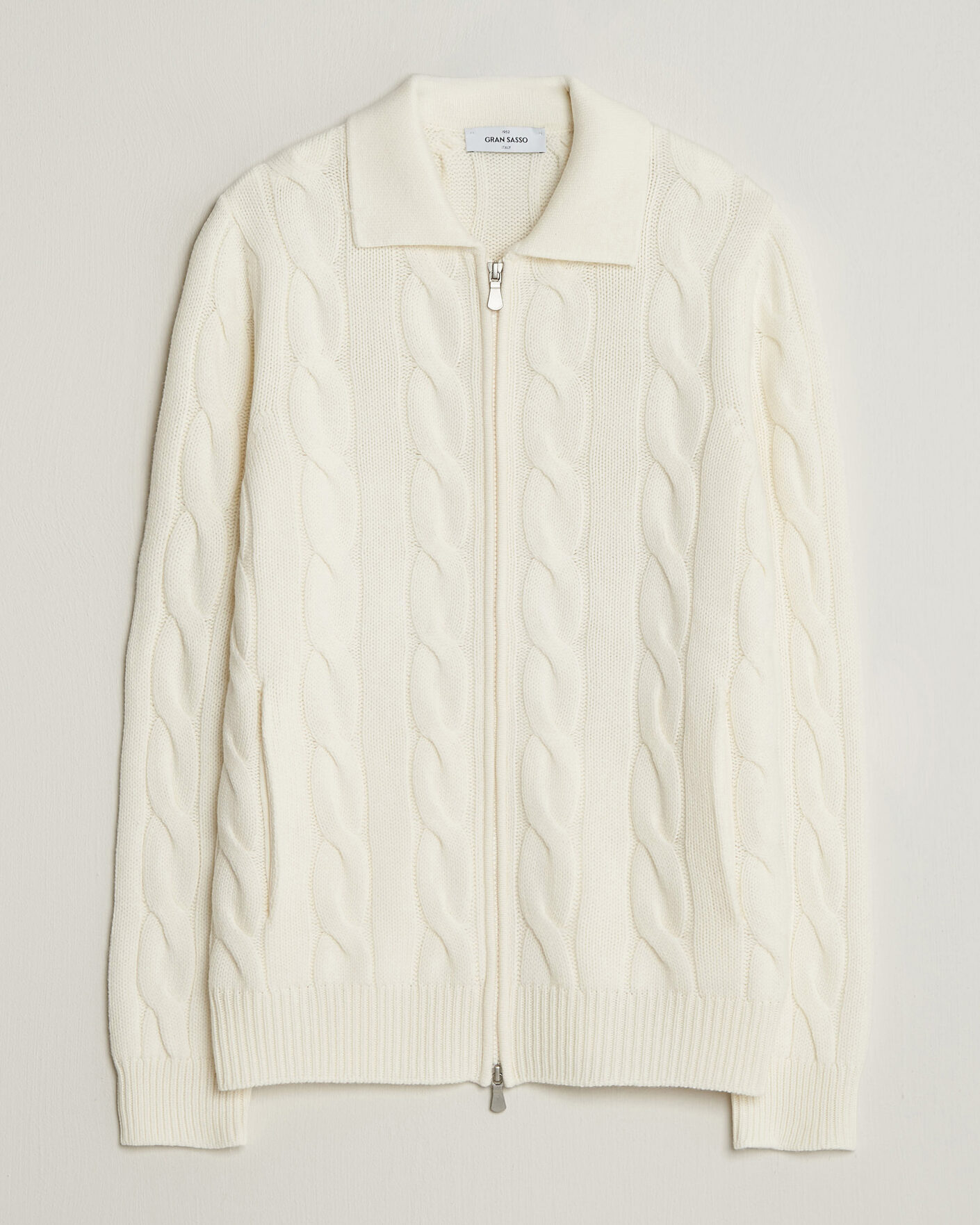 Uomini | Maglieria | Gran Sasso | Wool/Cashmere Cable Full Zip Cream