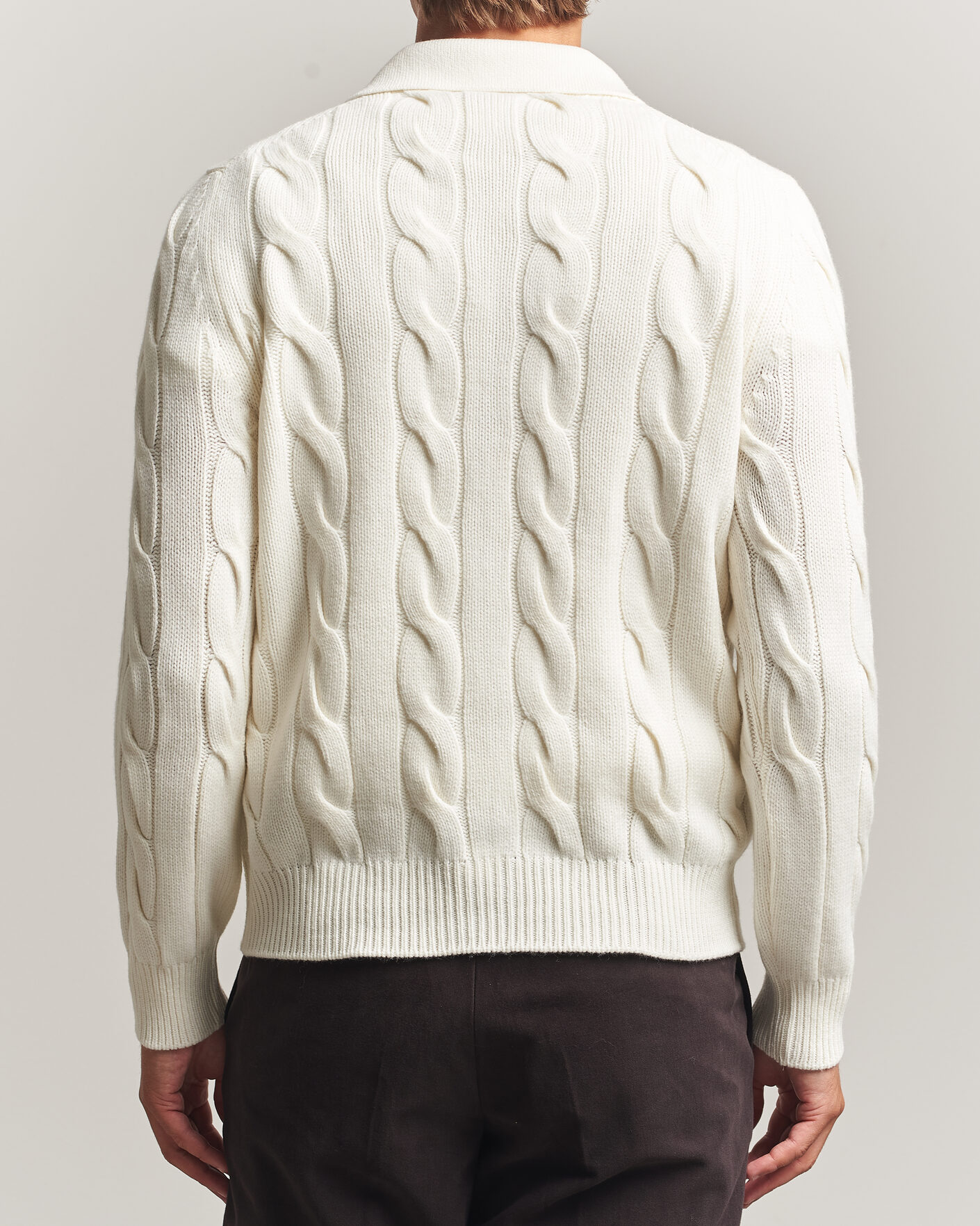Uomini | Maglieria | Gran Sasso | Wool/Cashmere Cable Full Zip Cream