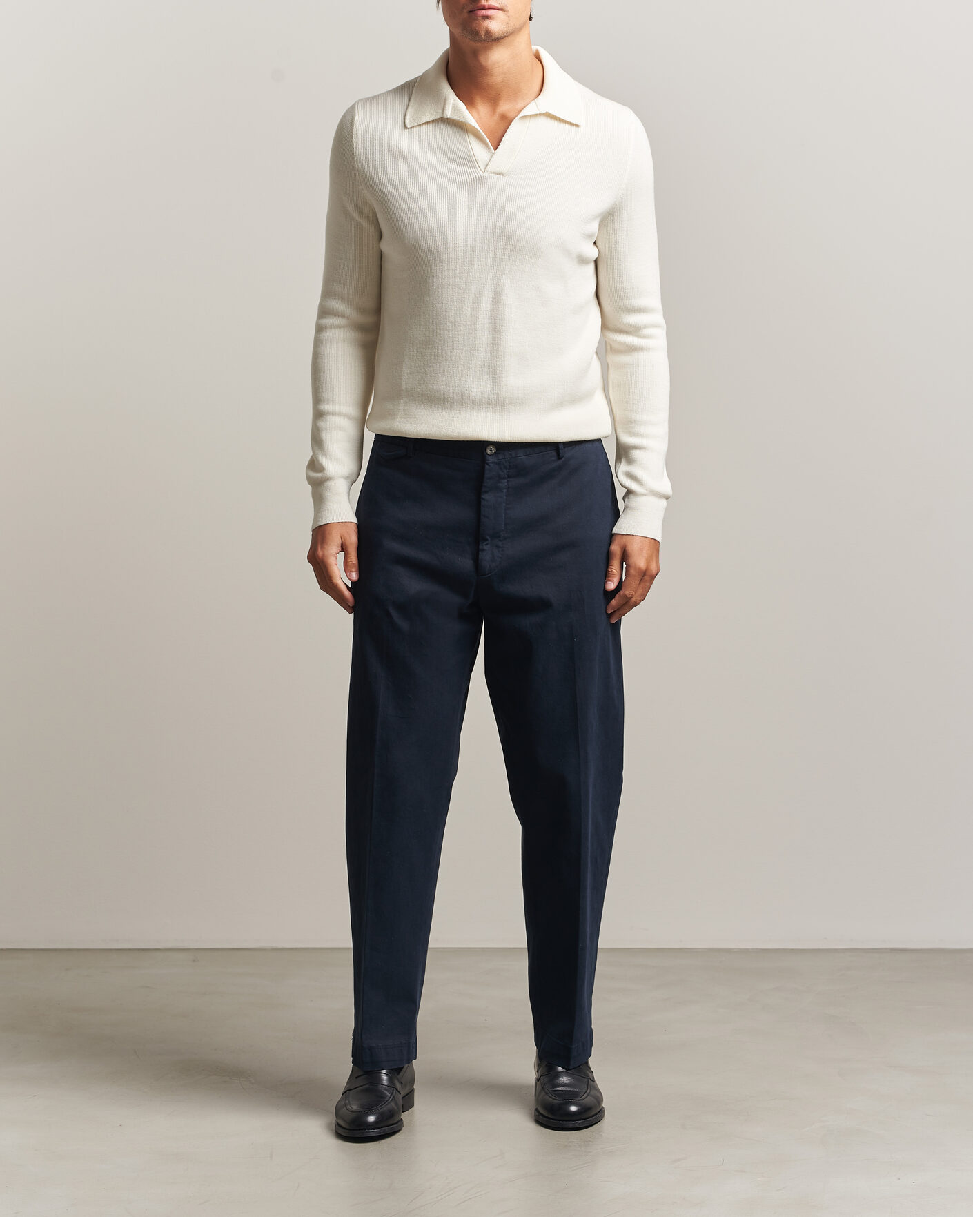 Uomini | Maglieria | Gran Sasso | Merino Knitted Polo Cream