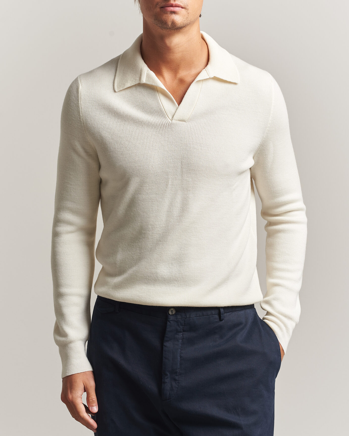 Uomini | Maglieria | Gran Sasso | Merino Knitted Polo Cream