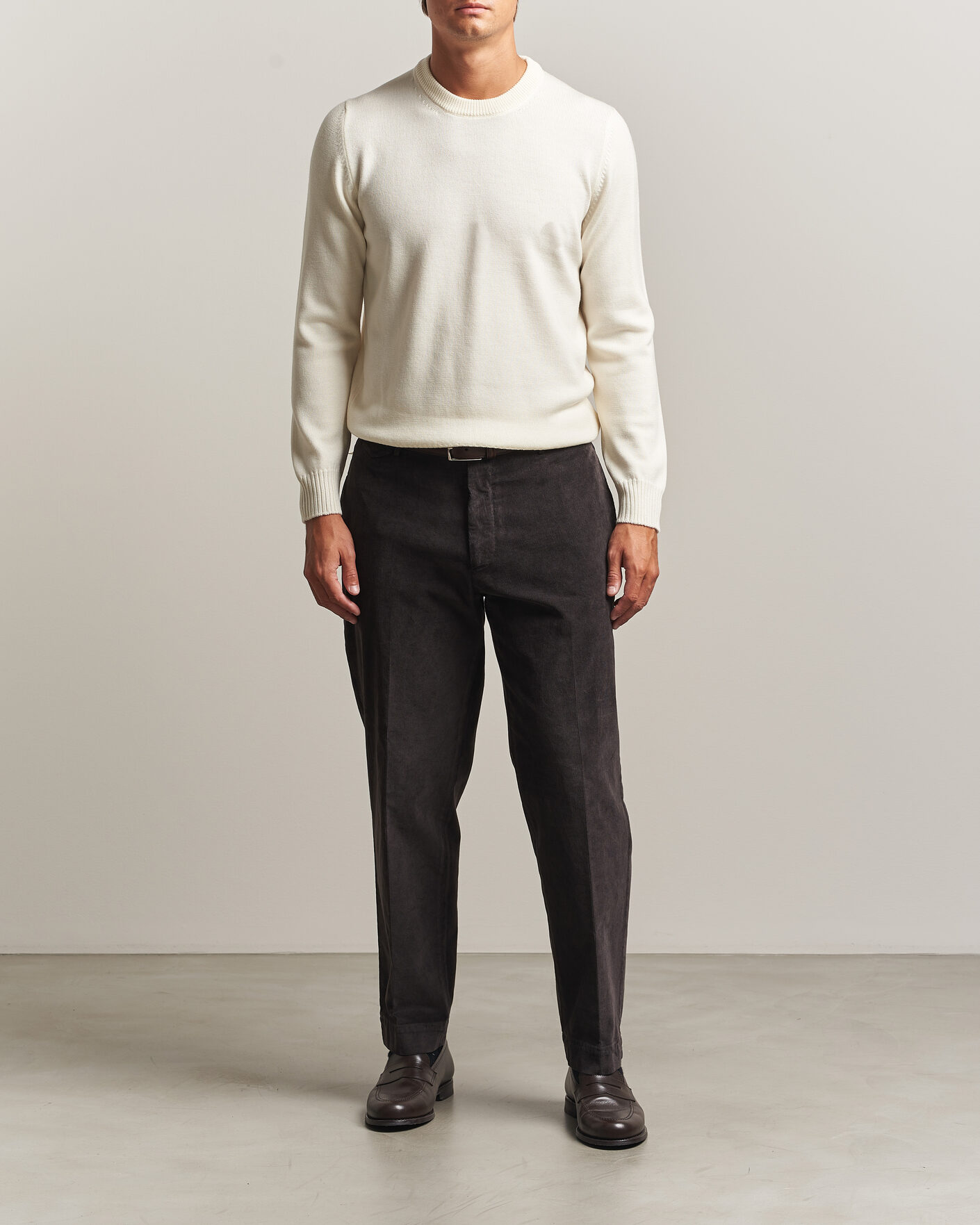 Uomini | Maglieria | Gran Sasso | Merino Knitted Crew Neck Cream