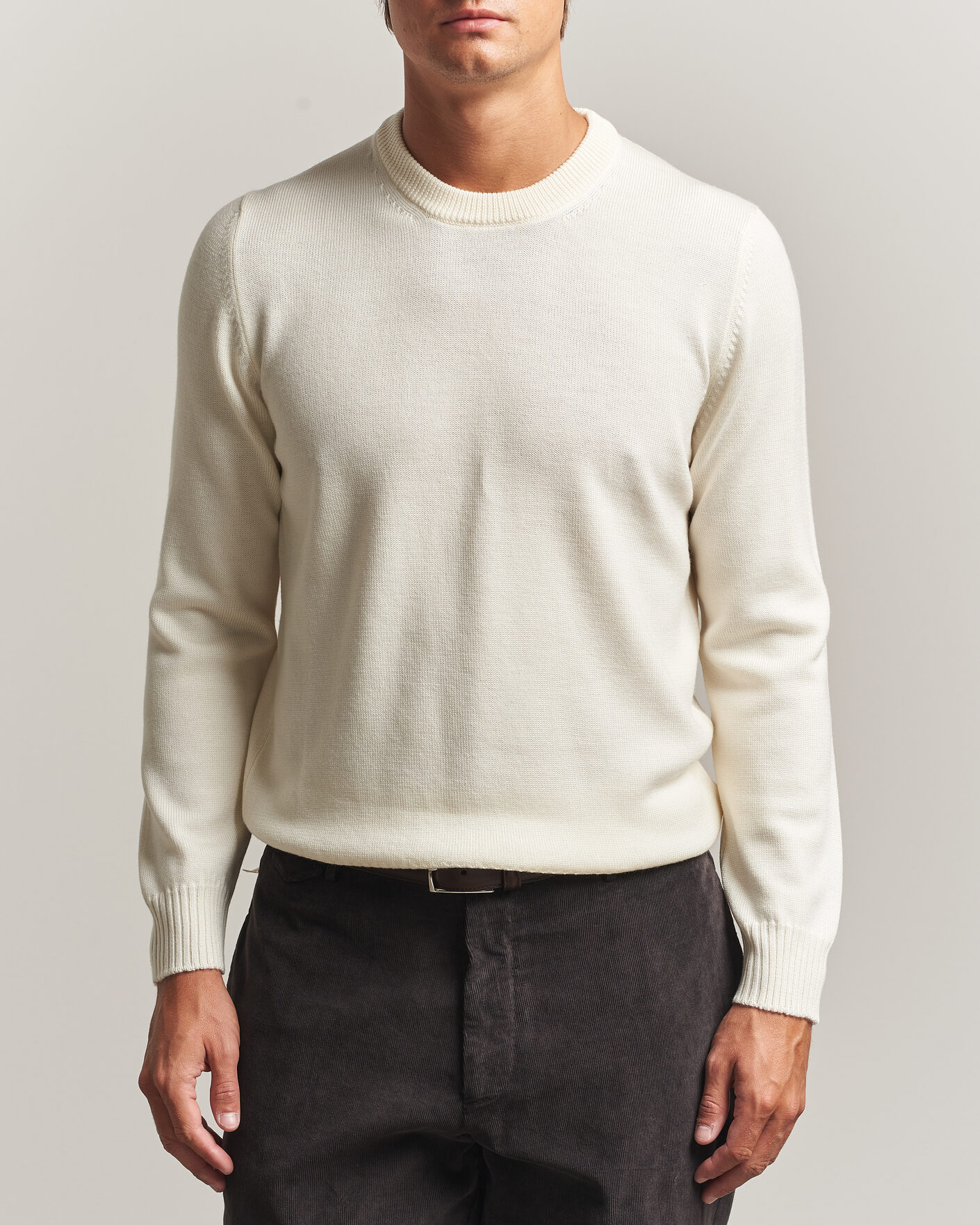 Uomini | Maglieria | Gran Sasso | Merino Knitted Crew Neck Cream